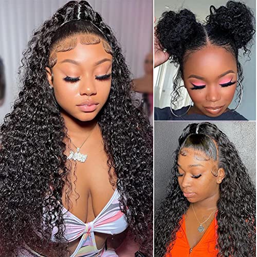 360 HD Lace Front Wigs Human Hair - Water Wave Full Lace Wigs for Black Women | Pre-Plucked Natural Hairline | 24 Inch Curly Human Hair Wigs | Perfect for Daily Wear, Parties & Special Occasions