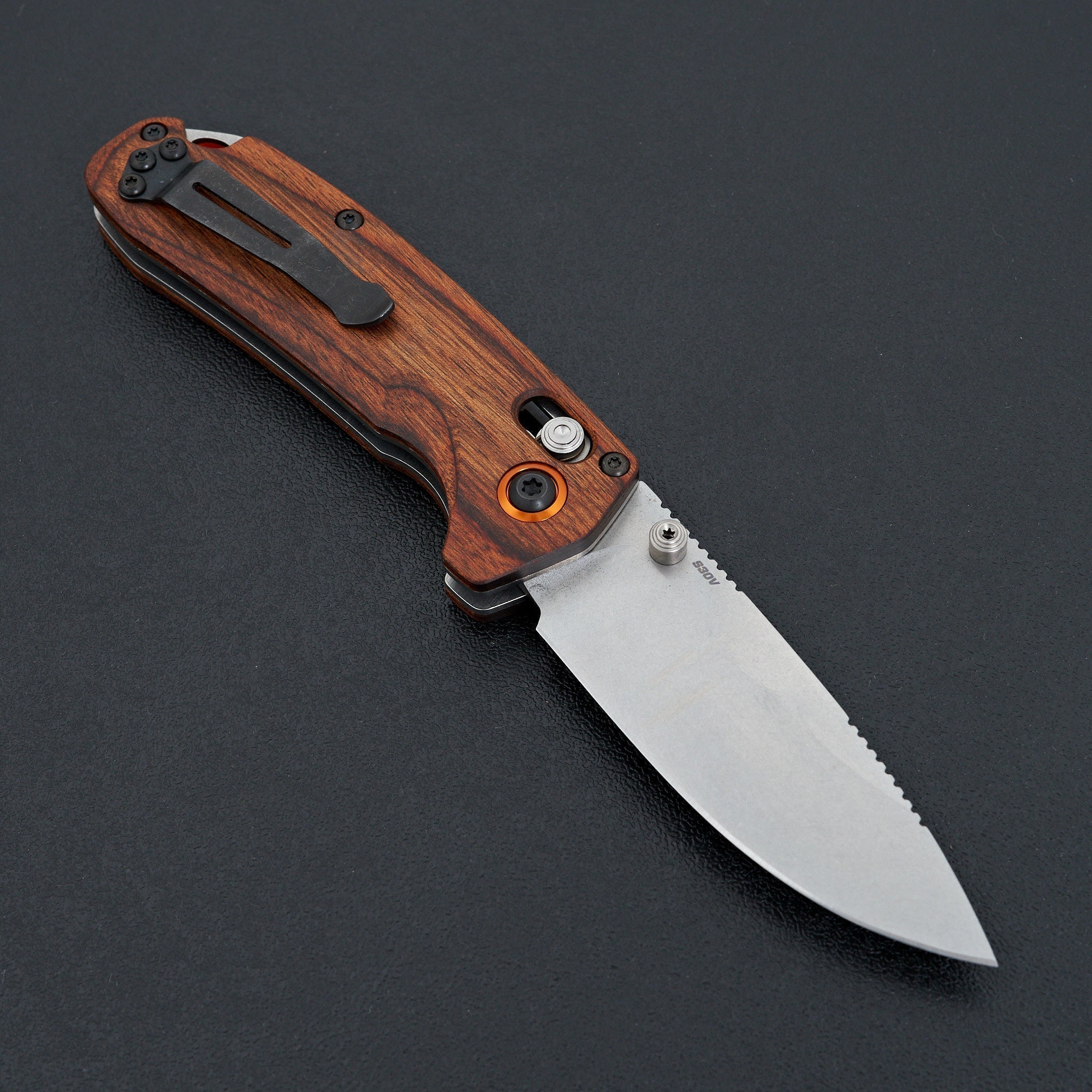 Benchmade Northfork Folding Knife - Premium Stabilized Wood Handle, D2 Steel Blade for Outdoor, Camping & EDC Use