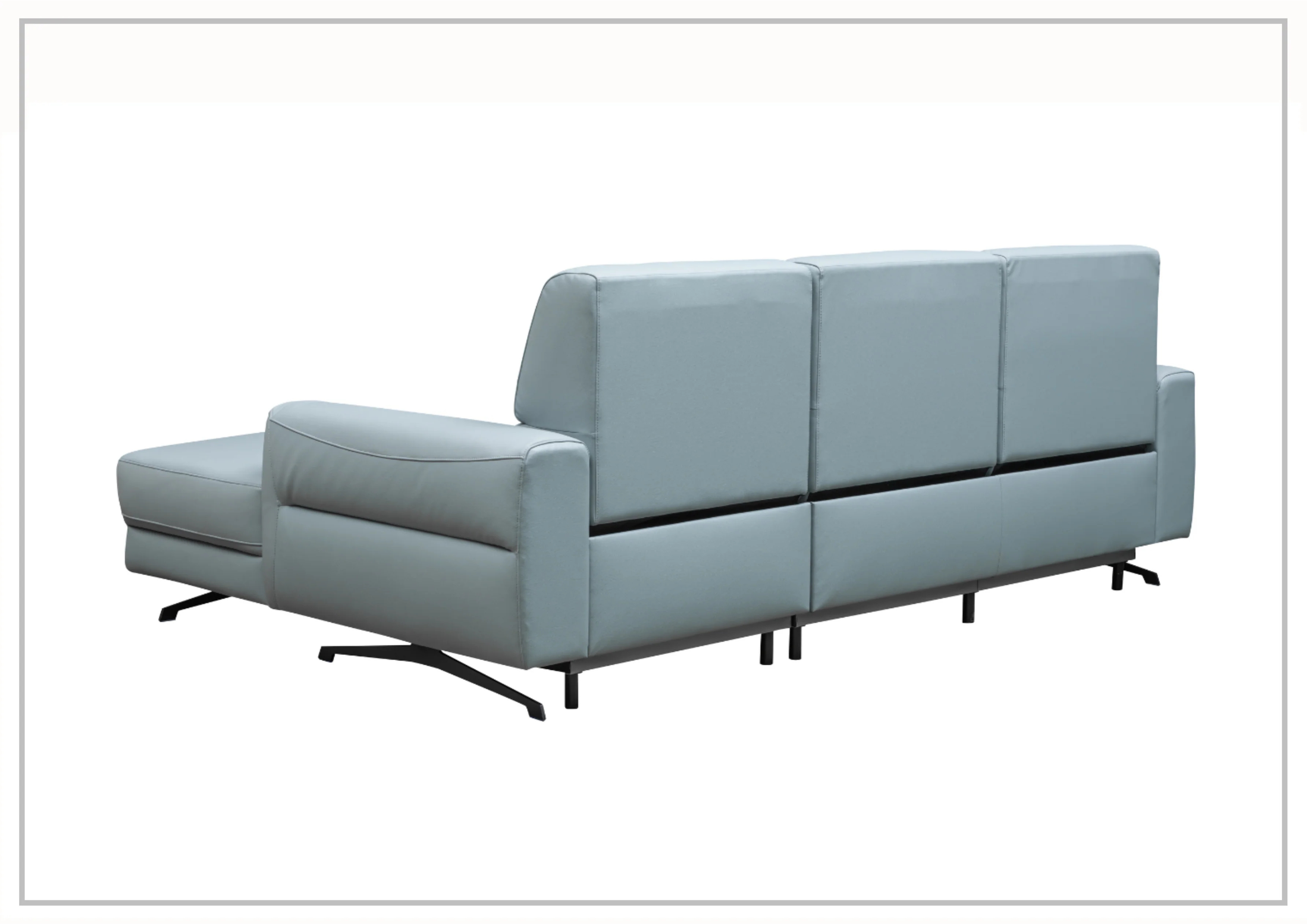 Klaussner Milano Blue Leather L-Shaped Power Reclining Sectional Sofa - Modern Living Room Furniture for Home Theater & Family Gatherings