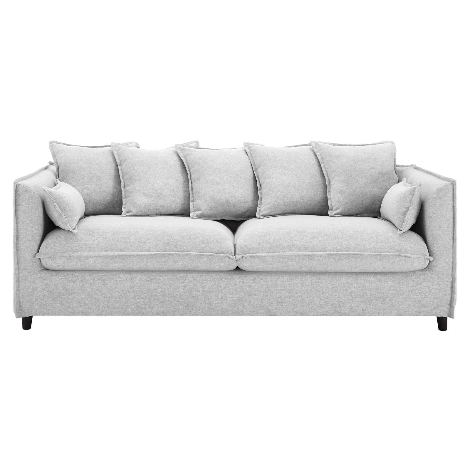 Modway Avalon Fabric Upholstered Slipcover Sofa - Light Gray Modern Living Room Couch for Small Spaces & Apartments
