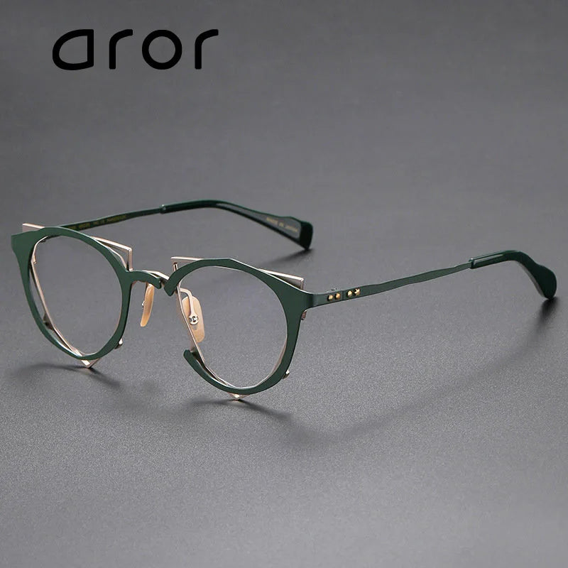 Aror Unisex Full Rim Irregular Oval Triangle Titanium Eyeglasses Frame 49445 - Lightweight & Durable Eyewear for Work, Reading, and Fashion