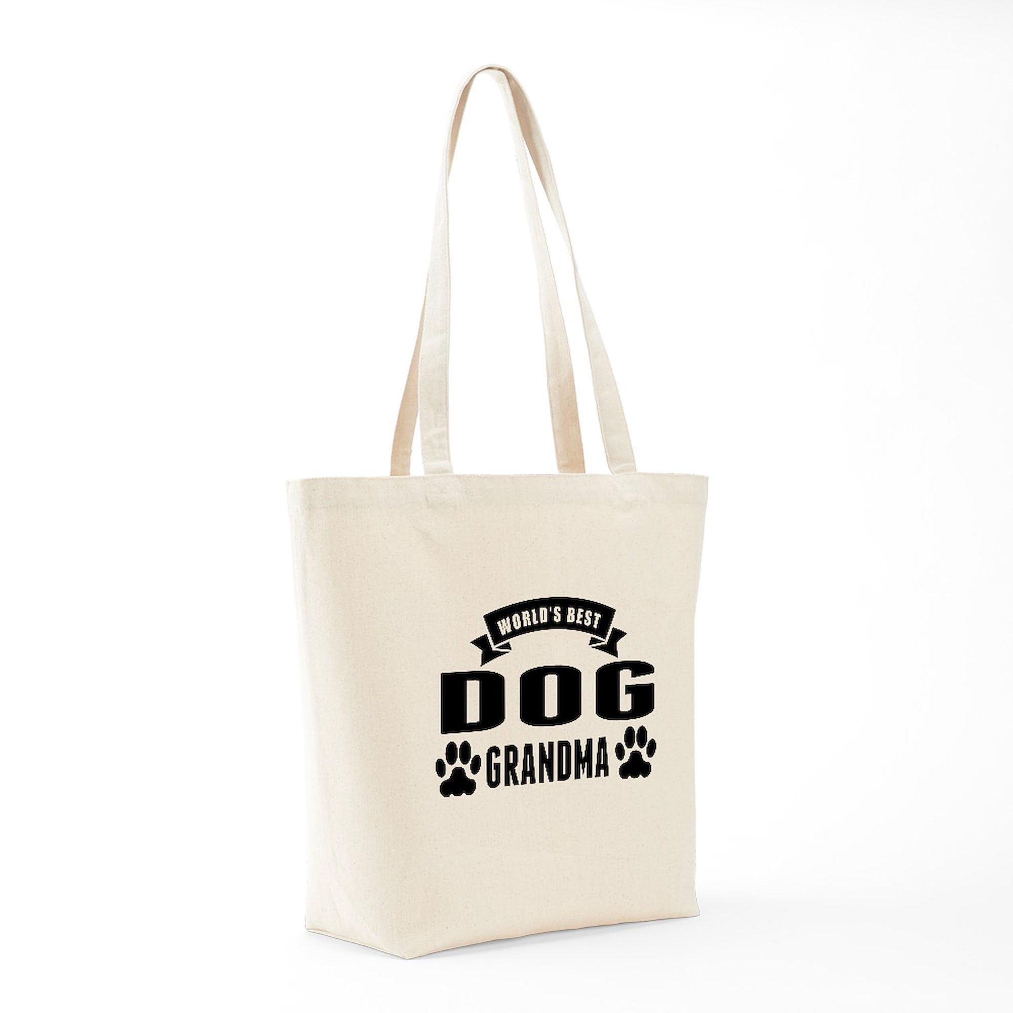 World's Best Dog Grandma Tote Bag - Natural Canvas Reusable Shopping Tote for Women - Perfect for Groceries, Beach Trips & Dog Park Outings
