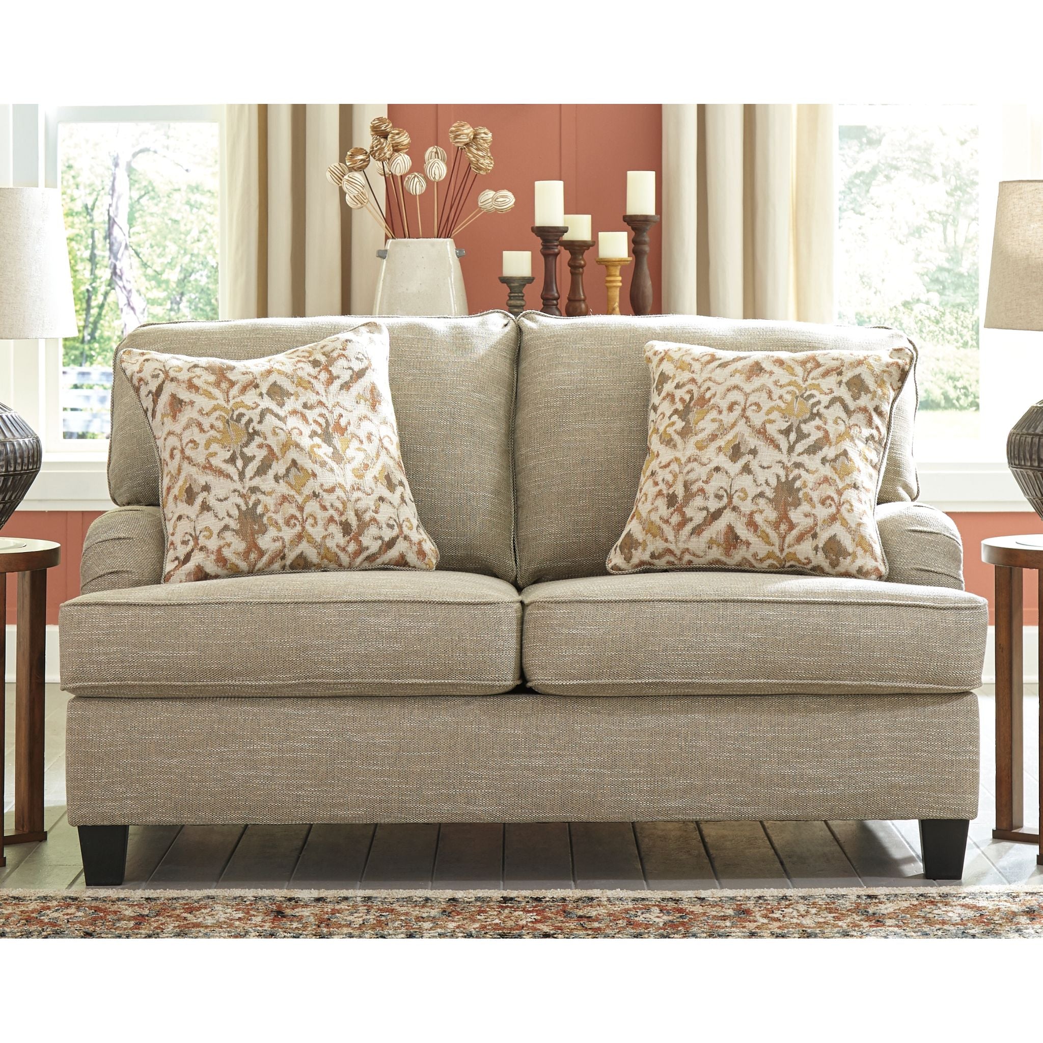 Almanza Loveseat in Wheat - Comfortable Two-Seater Sofa for Living Room, Lounge, or Office - Perfect for Small Spaces and Cozy Gatherings