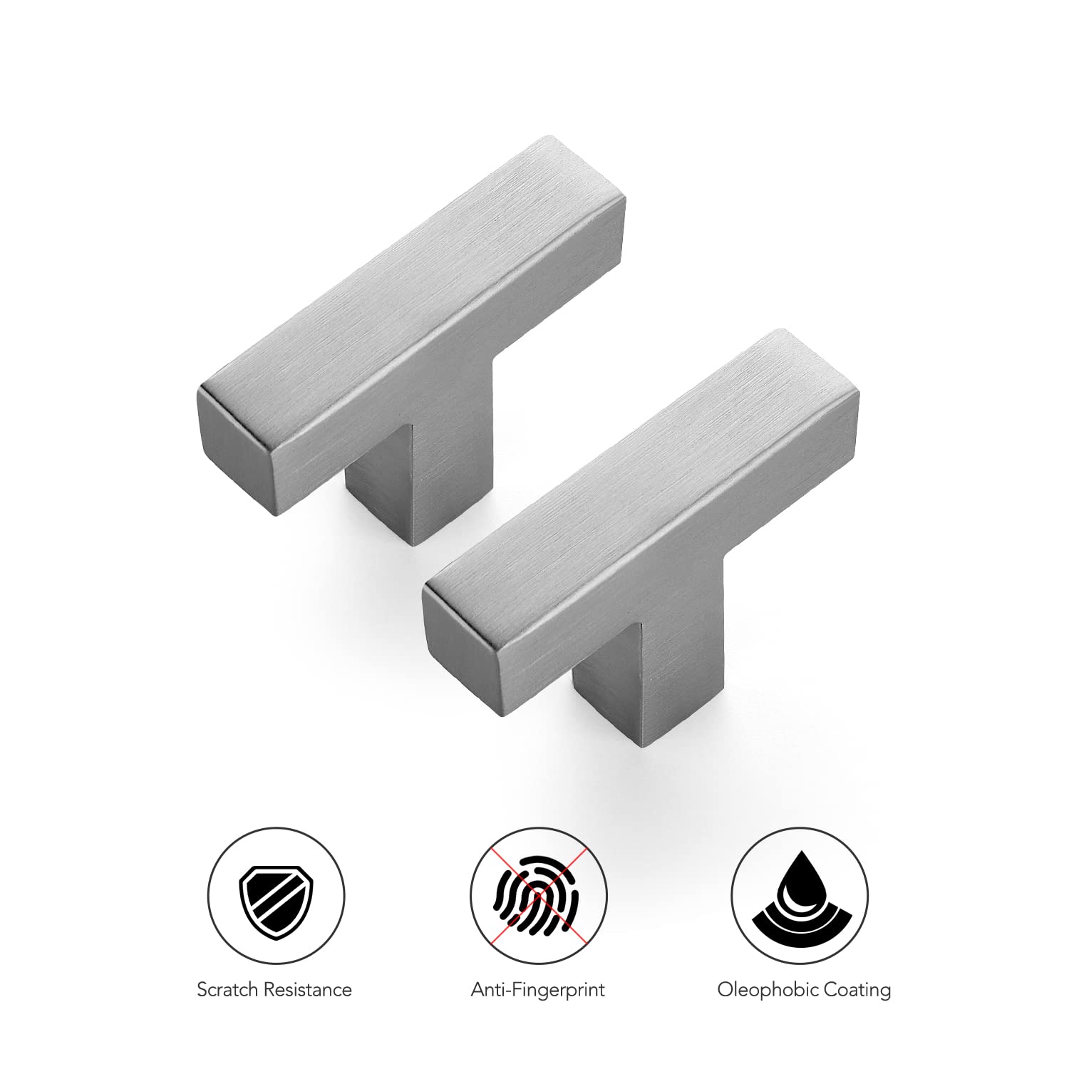 Ravinte 10 Pack Square Bar Cabinet Knobs - Brushed Nickel Kitchen Cabinet Handles & Drawer Pulls - Single Hole Hardware for Modern Kitchen & Bathroom Upgrades
