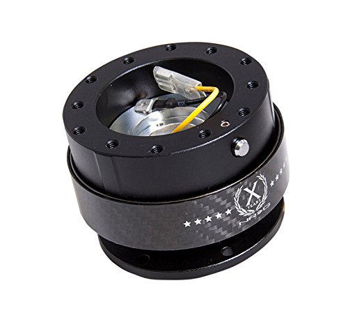 NRG Innovations NRG-SRK-200CF Gen 2.0 Quick Release Steering Wheel Kit - Black Body & Carbon Fiber Ring - 6x70mm & 6x74mm Bolt Pattern - Perfect for Drifting, Racing & Car Modifications
