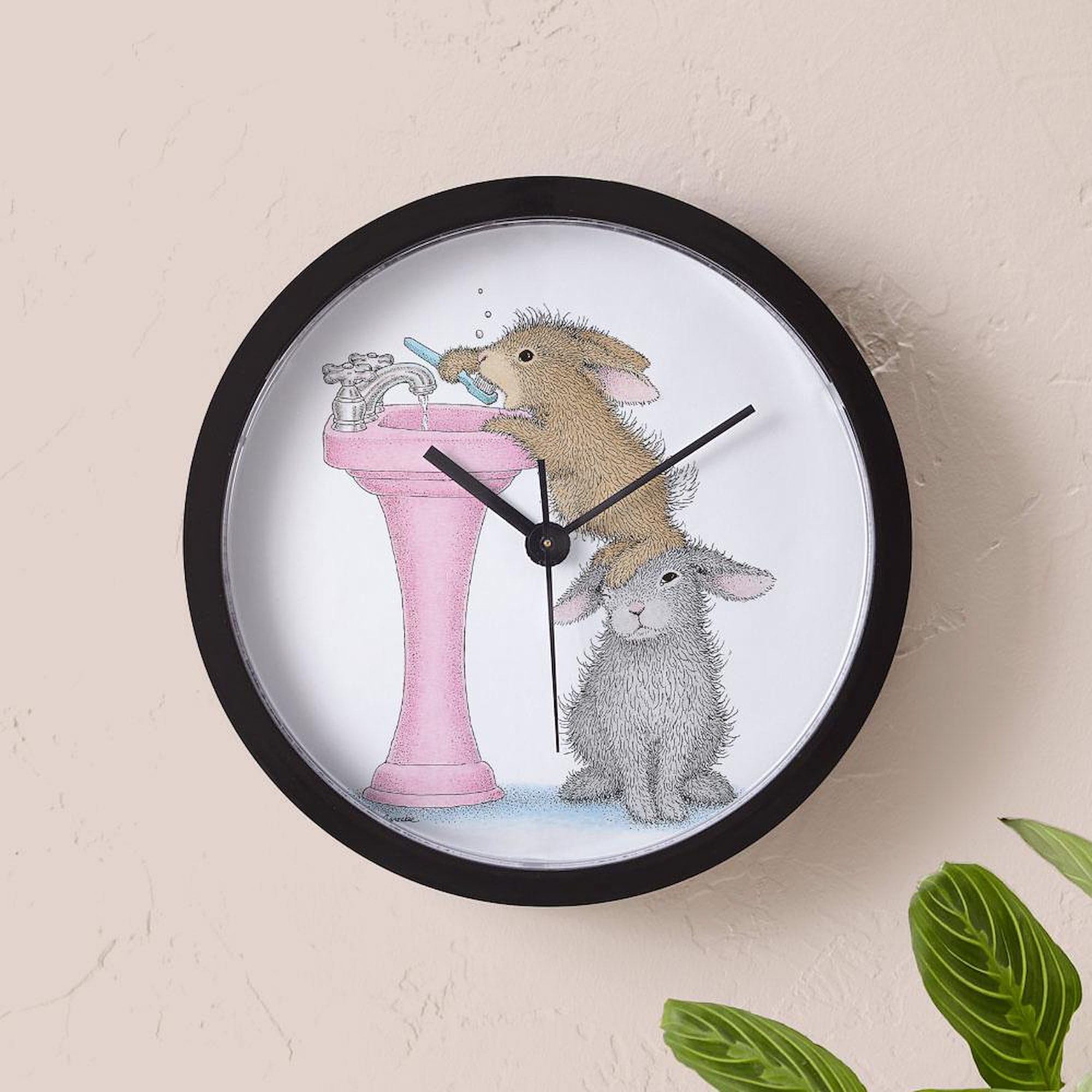 Bunny Lift 10 Inch Wall Clock - Decorative Home & Office Wall Clock for Living Room, Kitchen, Bedroom - Perfect for Easter Decor, Farmhouse Style & Gift Giving