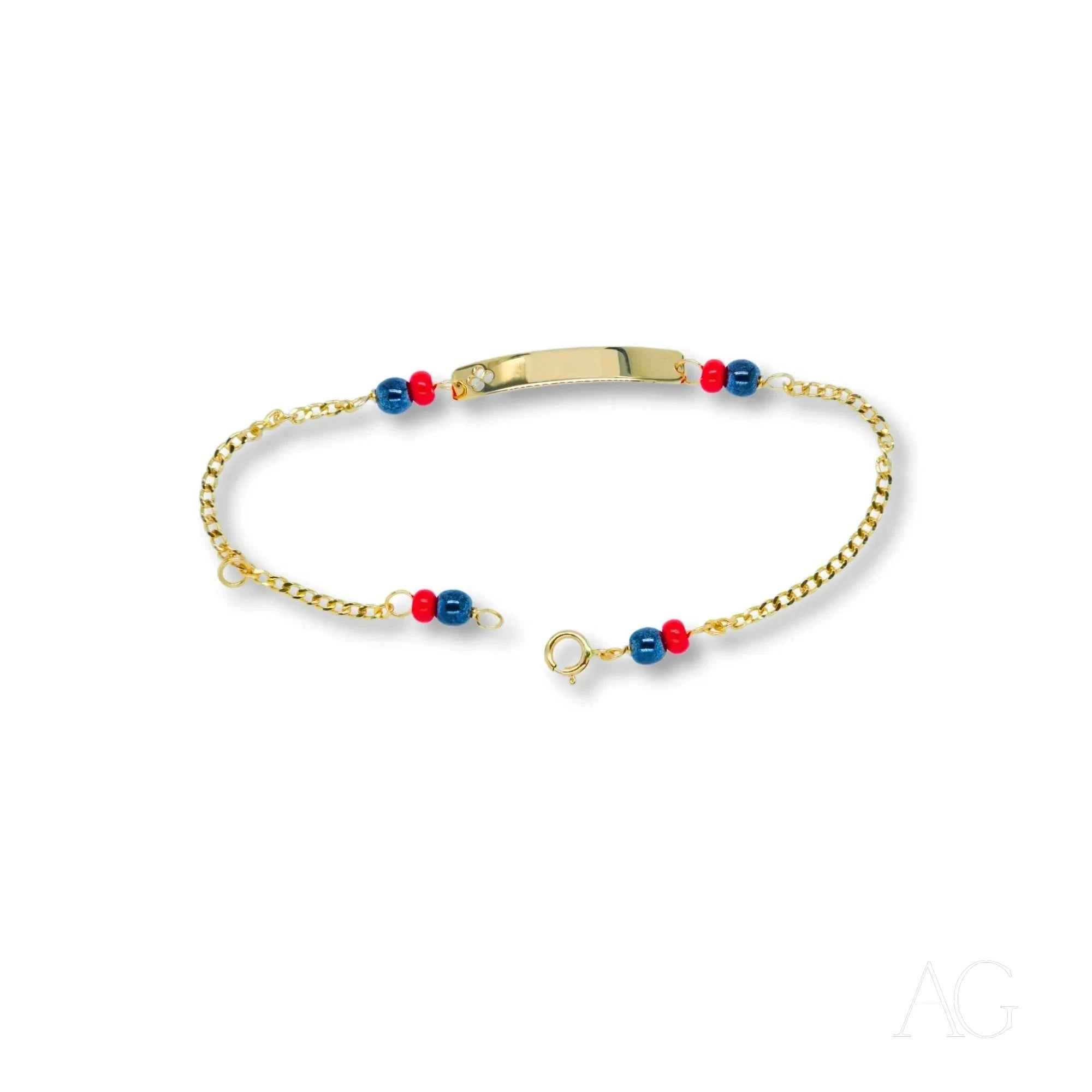 18K Gold Personalized Kids Bracelet with Black Coral - Custom Name Jewelry for Birthdays, Gifts & Special Occasions