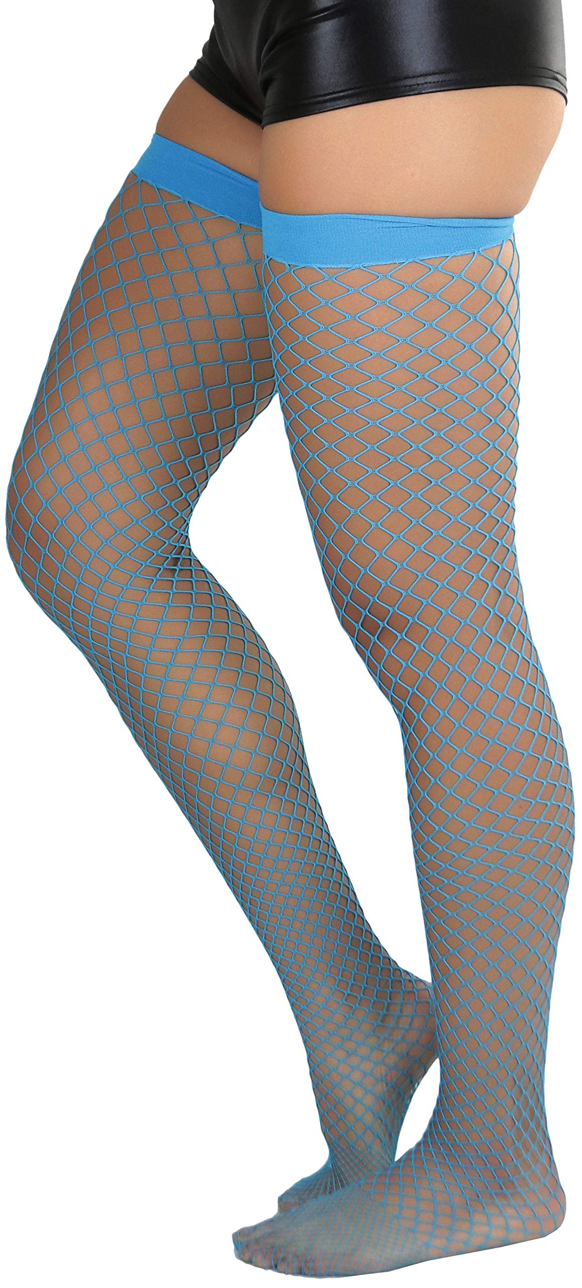 ToBeInStyle Women’s Bright & Vibrant Fishnet Thigh High Stockings - Sexy Sheer Tights for Cosplay, Halloween, Burlesque & Night Out