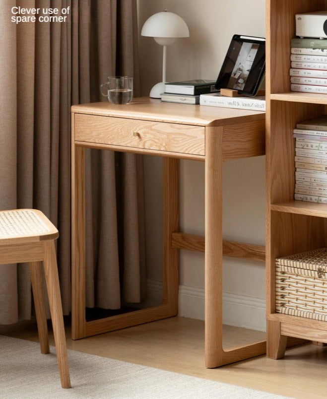 Solid Oak Wood Small Office Desk - Compact & Durable Home Office Furniture for Writing, Studying & Remote Work