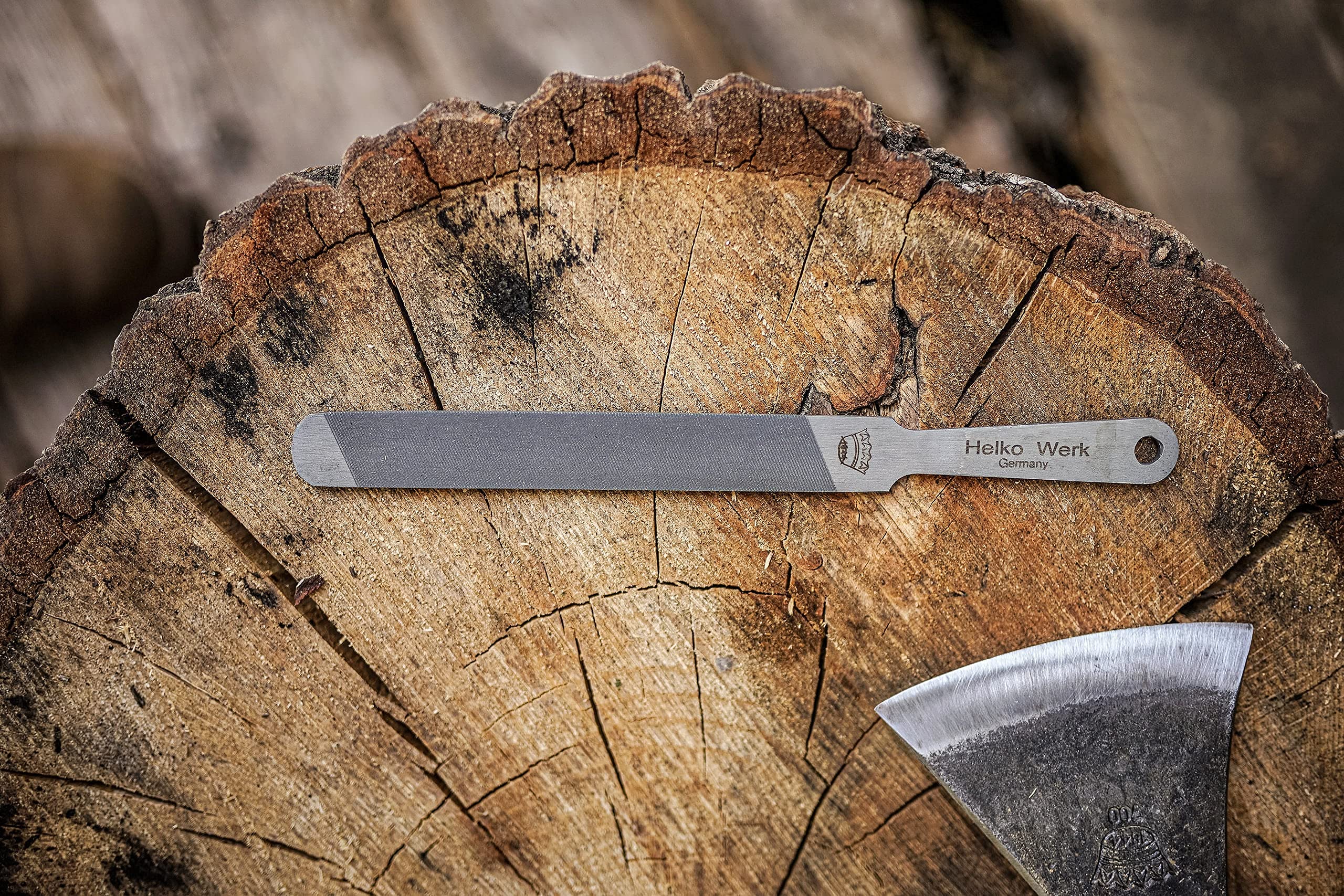 1844 Helko Werk Germany Dual Sided Axe Sharpening File - Heavy Duty Single-Cut & Cross-Cut Metal Hand File for Axes & Hatchets - Perfect for Camping, Woodworking & Outdoor Survival (Model #22102)