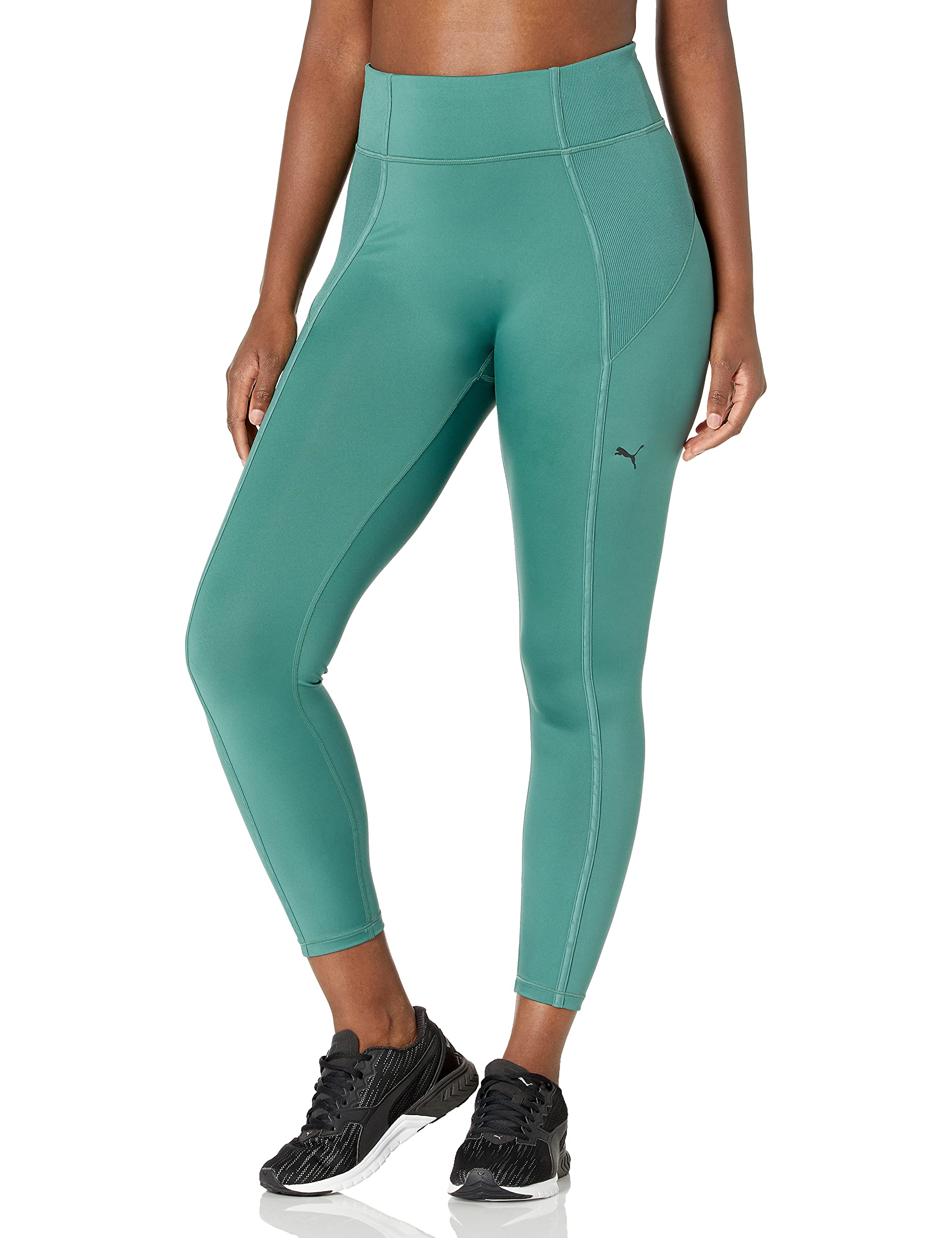 PUMA Studio Rib Side High-Waisted 7/8 Yoga Tights for Women - Blue Spruce (Small) | Workout Leggings for Gym, Running & Pilates