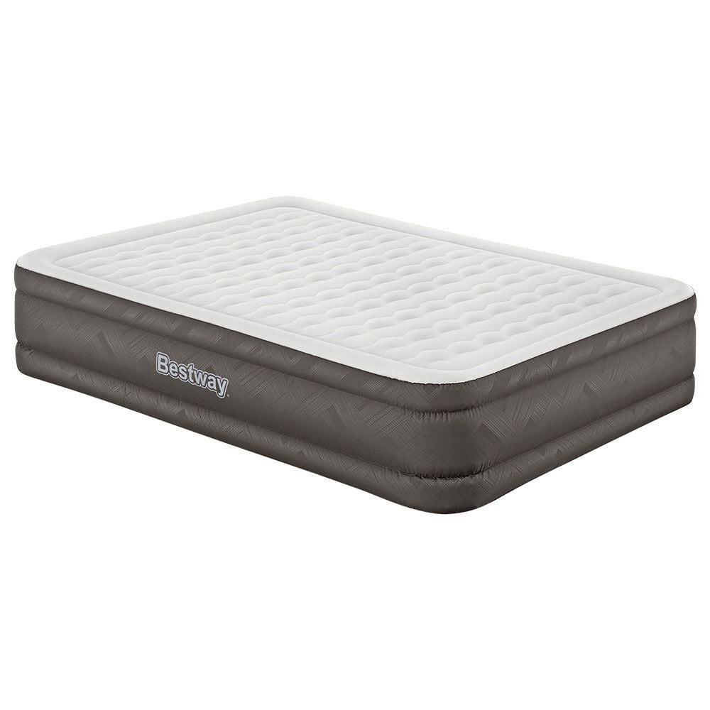 Bestway Queen Size Air Mattress with Built-in Pump - Inflatable Camping Bed for Indoor & Outdoor Use - Perfect for Guests, Travel, and Backyard Camping