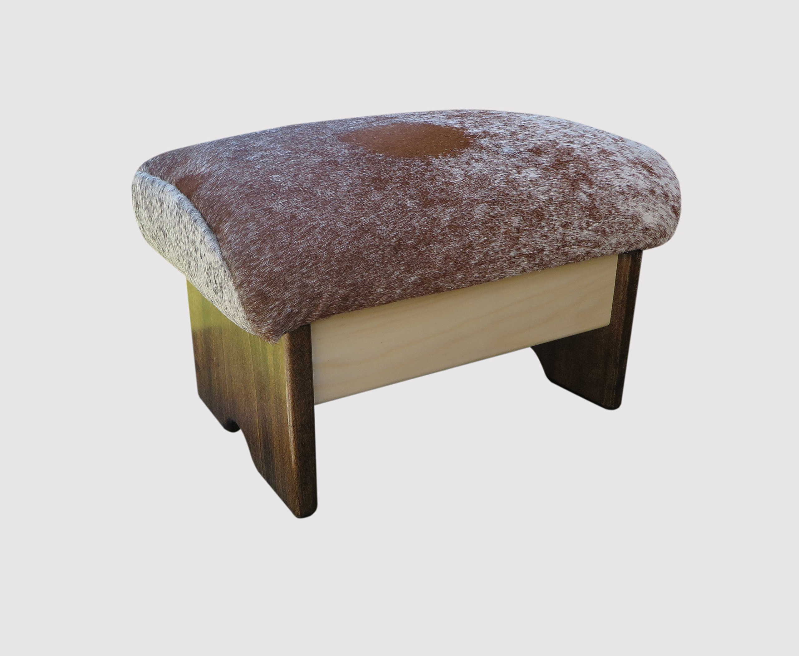 Premium Padded Foot Stool with Short Hair Cowhide Upholstery - Handcrafted in USA - 9