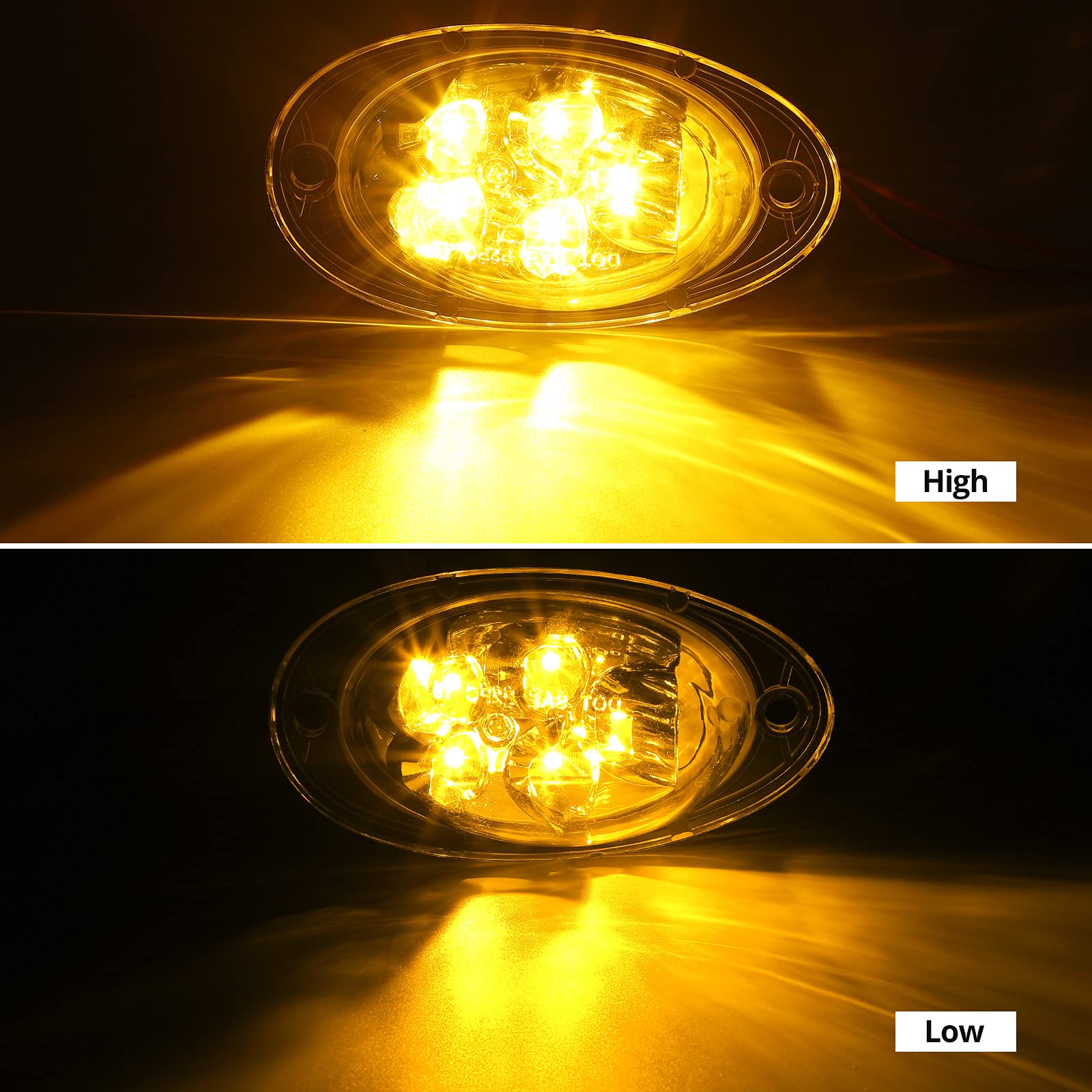 Partsam 2Pcs Amber LED Side Marker Turn Signal Lights 5-2835-SMD Clear Lens for Freightliner Cascadia Semi Truck - Replacement Front Cab Side Turn Marker Clearance Lights | Heavy Duty Truck Lighting Upgrade for Safety & Visibility
