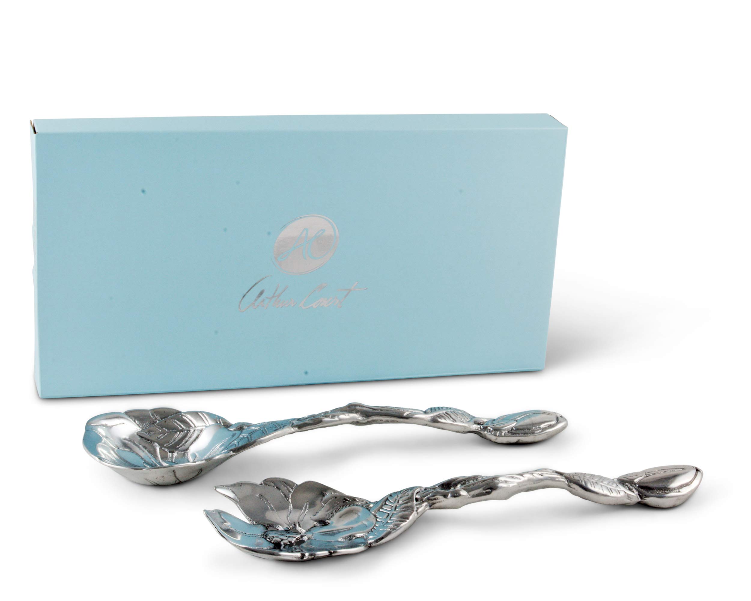 Arthur Court Metal Aluminum Long Magnolia Flower Salad Serving Set - 11
