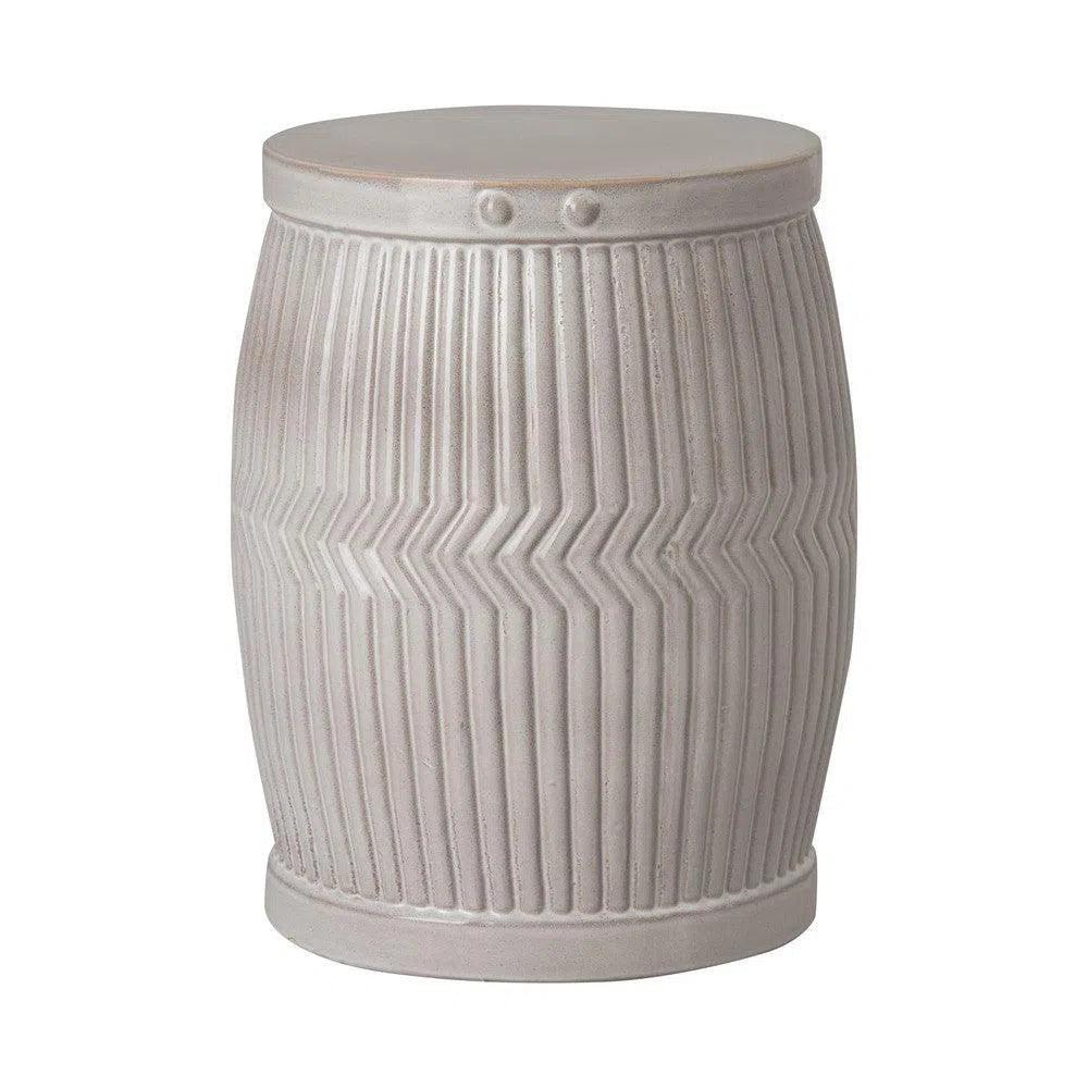 18 Inch Gray Ceramic Garden Stool - Outdoor Patio Decor, Plant Stand, Side Table for Porch, Deck & Backyard
