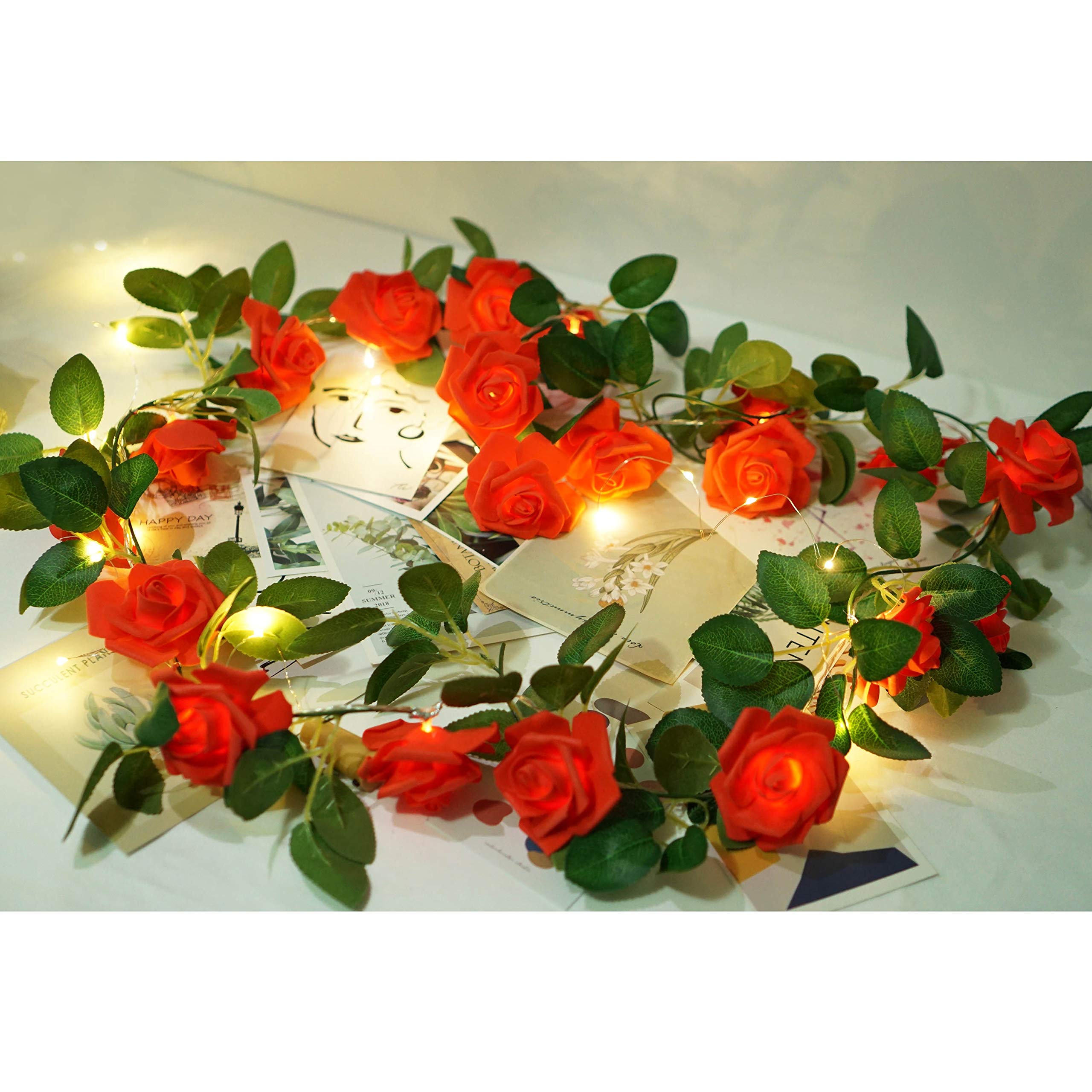 Battery/USB Powered Rose String Lights with Remote - Waterproof Fairy Lights for Bedroom, Christmas, Wedding, Party Decor (Red, 3.3ft) | Romantic Ambiance & Holiday Lighting