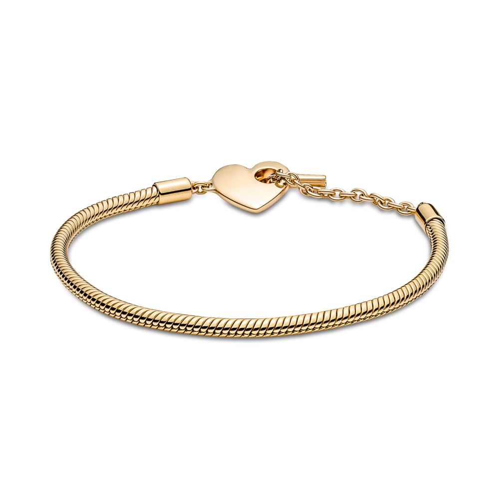 Pandora Moments Heart T-Bar Closure Snake Chain Bracelet for Women | Adjustable Charm Bracelet Compatible with Pandora Charms | Elegant Gift Box Included | Perfect for Anniversaries, Birthdays & Special Occasions