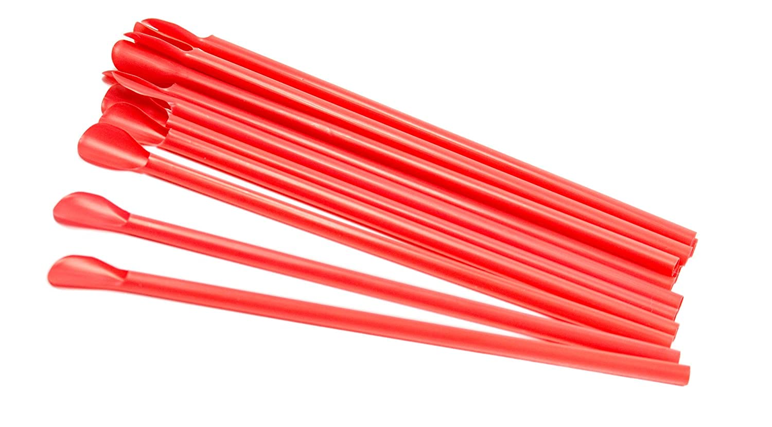 300ct 10-Inch Unwrapped Red Spoon Straws for Concessions, Parties & Events - Bulk Pack of Disposable Plastic Spoon Straws (CE-Spoon Red 10-UN-300) - Perfect for Snow Cones, Slushies, Milkshakes & Bubble Tea