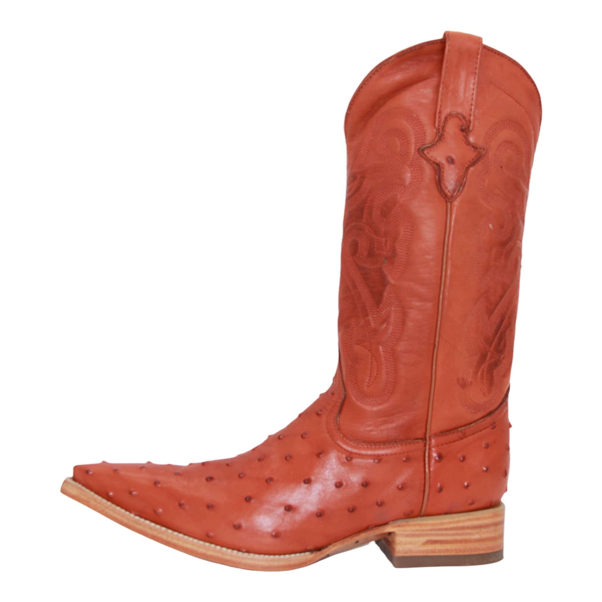 Men's Genuine Leather Ostrich Quill Print Honey Snip Toe Boots - Stylish Cowboy Boots for Western Wear & Country Fashion