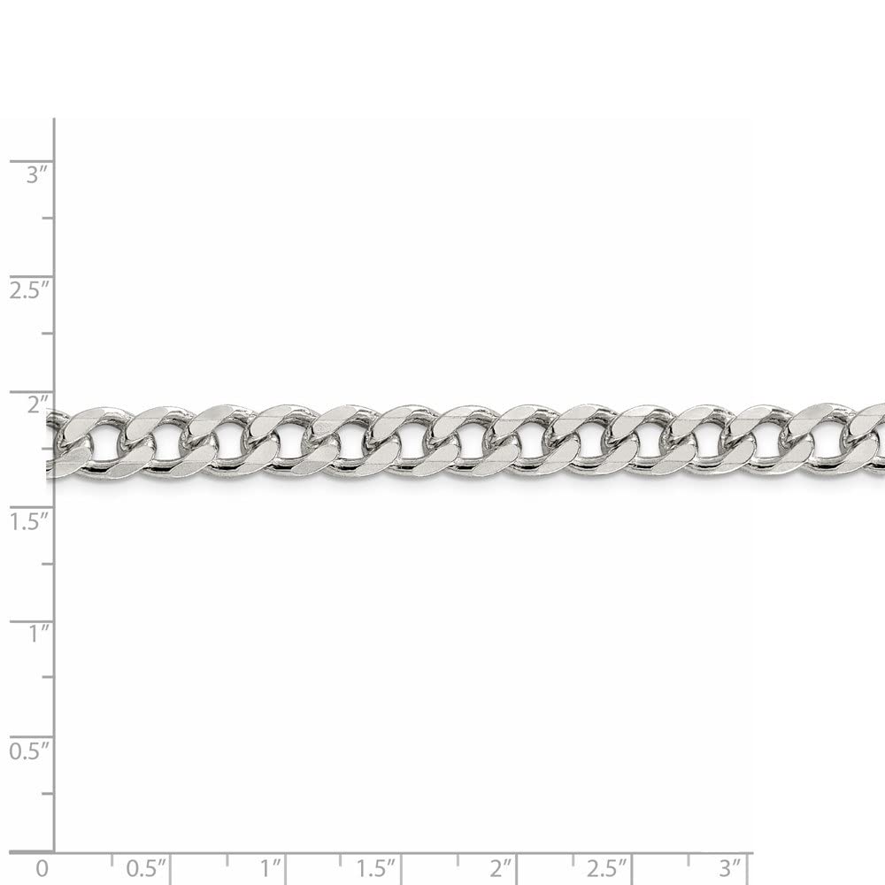 Diamond2Deal Sterling Silver 8mm Curb Chain Necklace for Women & Men - Classic Unisex Jewelry Gift for Birthday, Anniversary & Everyday Wear