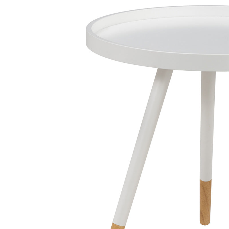 INNIS Modern White Side Table - Nightstand, End Table for Living Room, Bedroom & Office - Compact Accent Table with Sturdy Design