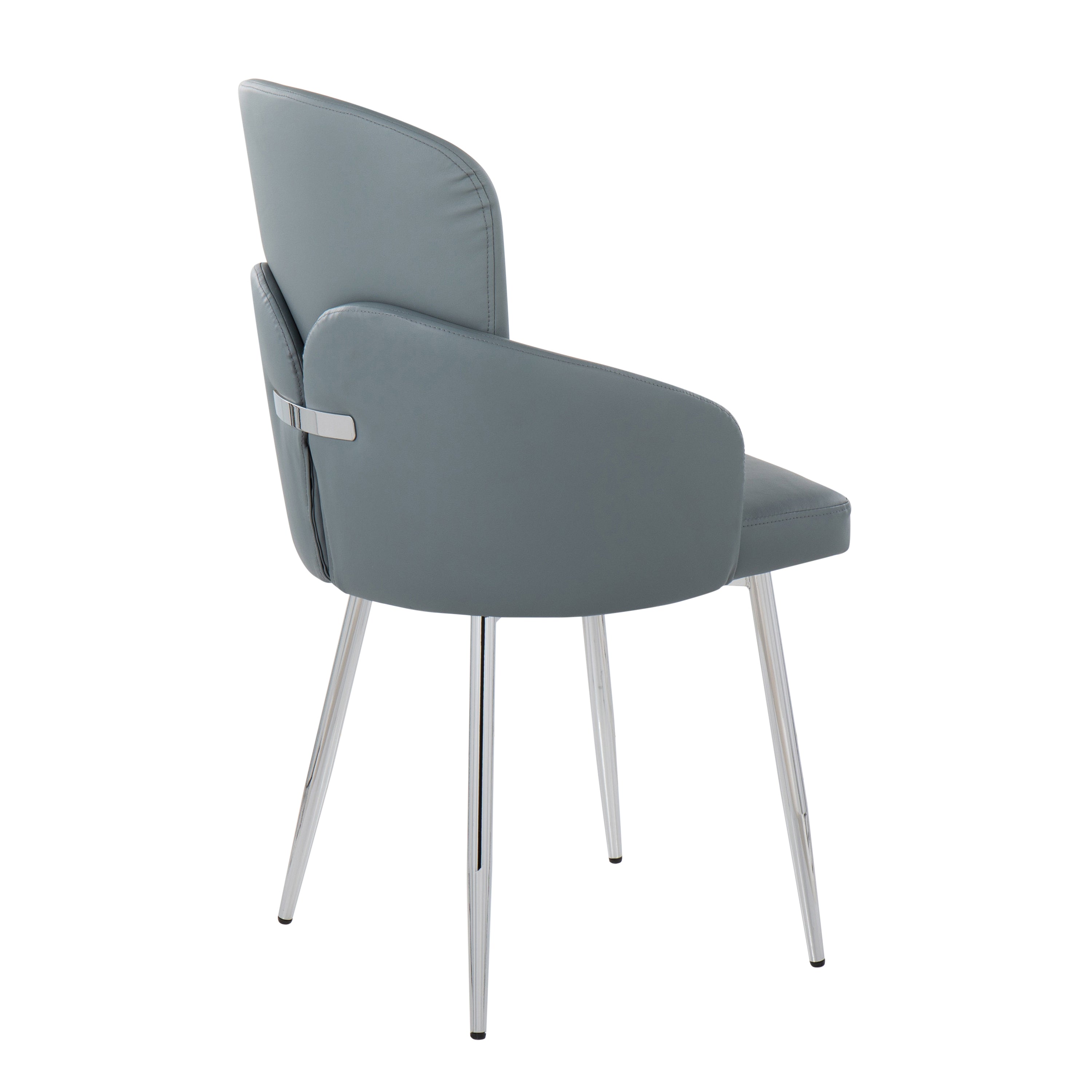 LumiSource Dahlia Modern Dining Chairs - Set of 2 Chrome Metal Frame with Grey Fabric Upholstery | Elegant Contemporary Seating for Dining Room, Kitchen, or Breakfast Nook