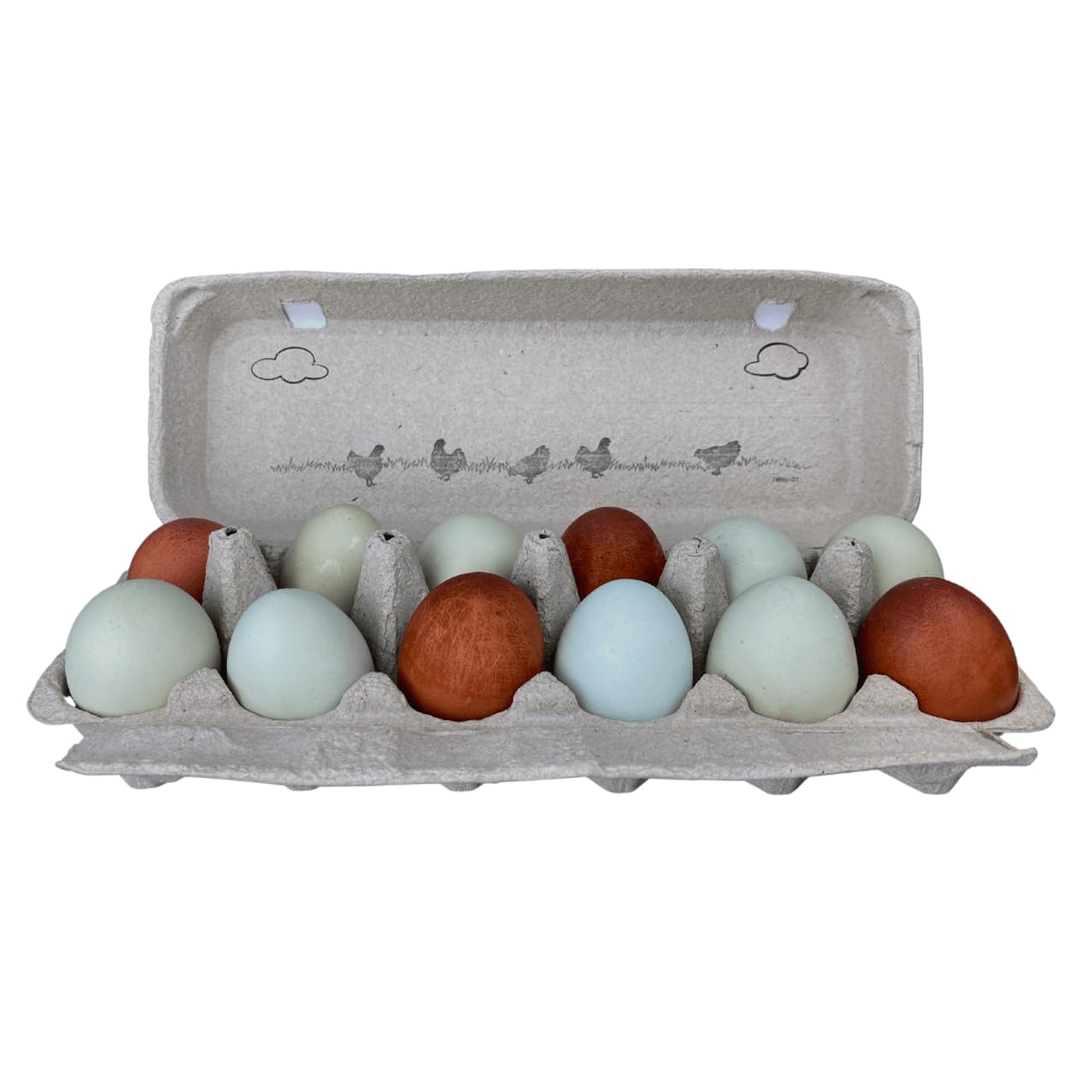 Farmhouse Collection: 125-Pack Barnyard Hens Flat Top Printed Paper-Pulp Cartons for Egg Packaging, Storage & Country-Themed Decor