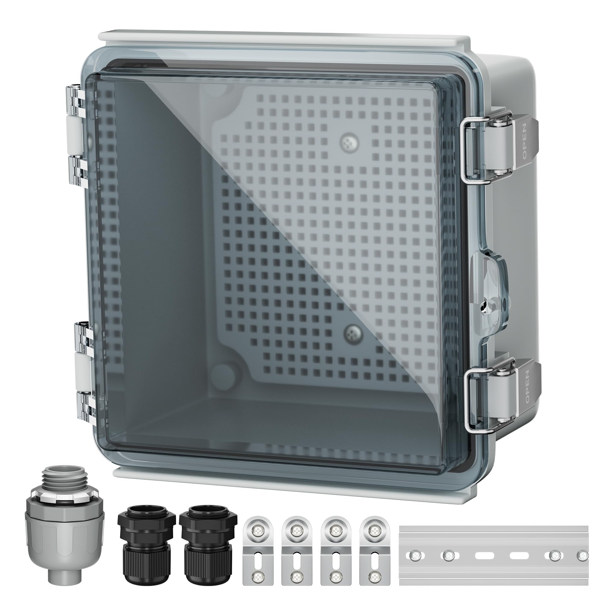 Joinfworld 6x6x4 Inch Outdoor Electrical Junction Box - Weatherproof, NEMA 4 Rated, Clear Plastic Enclosure for WiFi Timers, Conduits & Marine Electronics - Perfect for Outdoor Wiring, Garden Lighting & DIY Electrical Projects