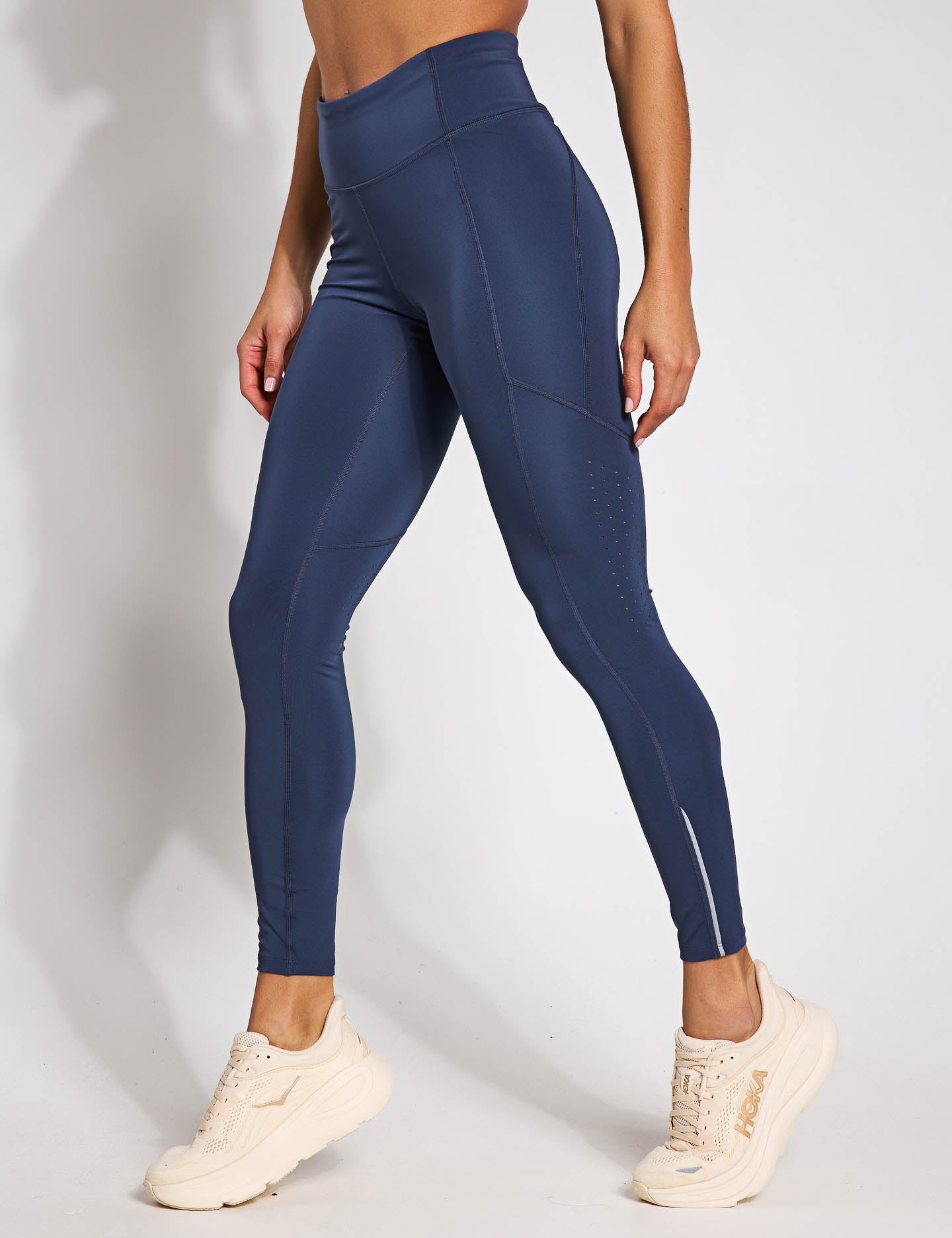 Launch Tights - Downpour Grey with Reflective Strips for Running, Yoga & Workouts - High-Performance Activewear for Women