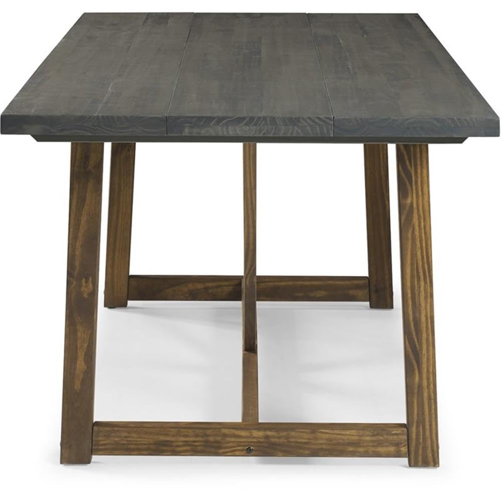 Pemberly Row 72 Inch Solid Wood Trestle Dining Table - Gray and Brown Finish - Perfect for Farmhouse, Rustic & Modern Dining Rooms