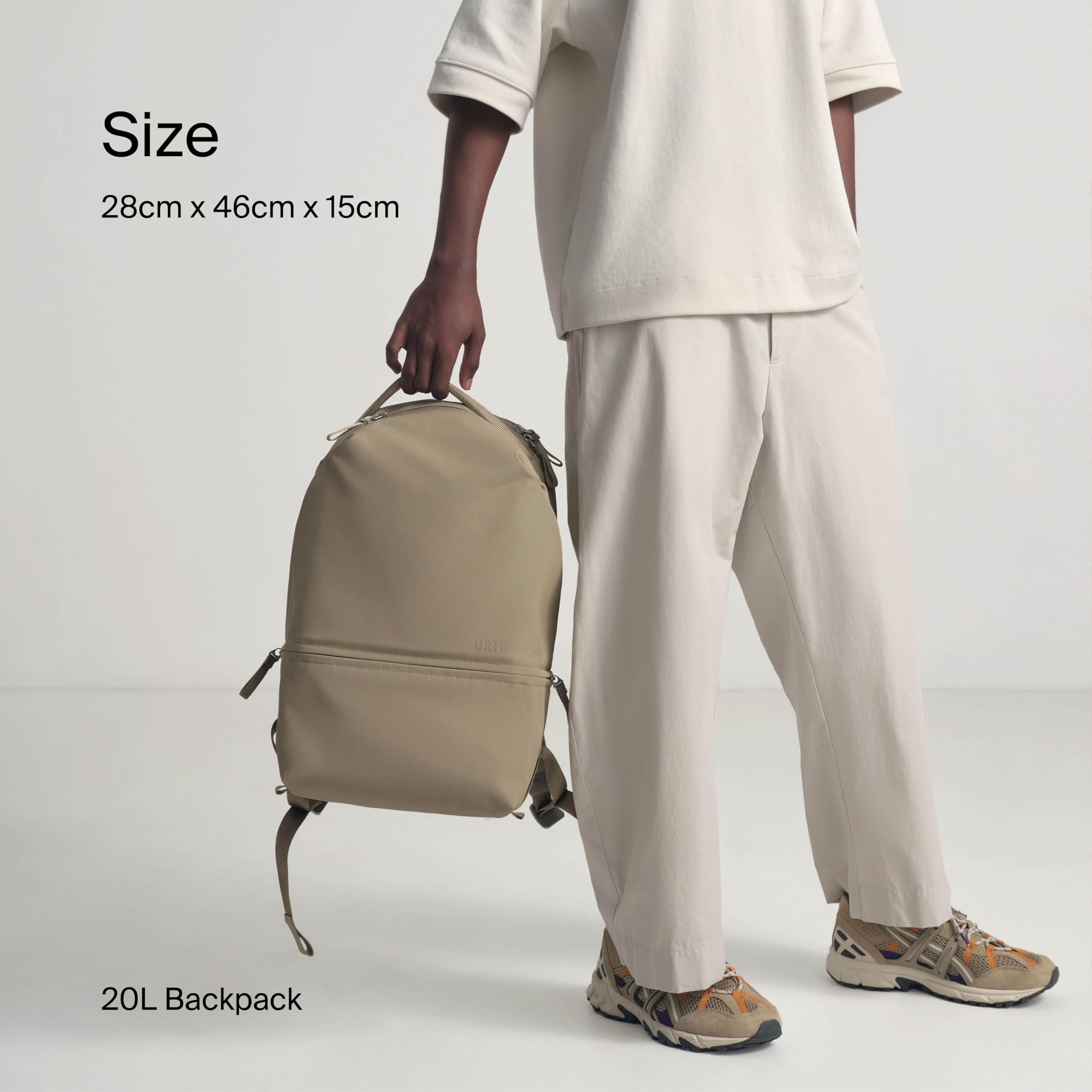 Urth Arkose 20L Weatherproof Recycled Backpack – 15” Laptop Bag for Men & Women, Durable Travel Daypack for Hiking, Commuting & Work (Beige)