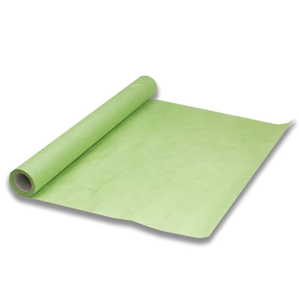 Premium Korean Traditional Mulberry Hanji Paper Roll - Natural Fiber Texture, Light Green (10.4