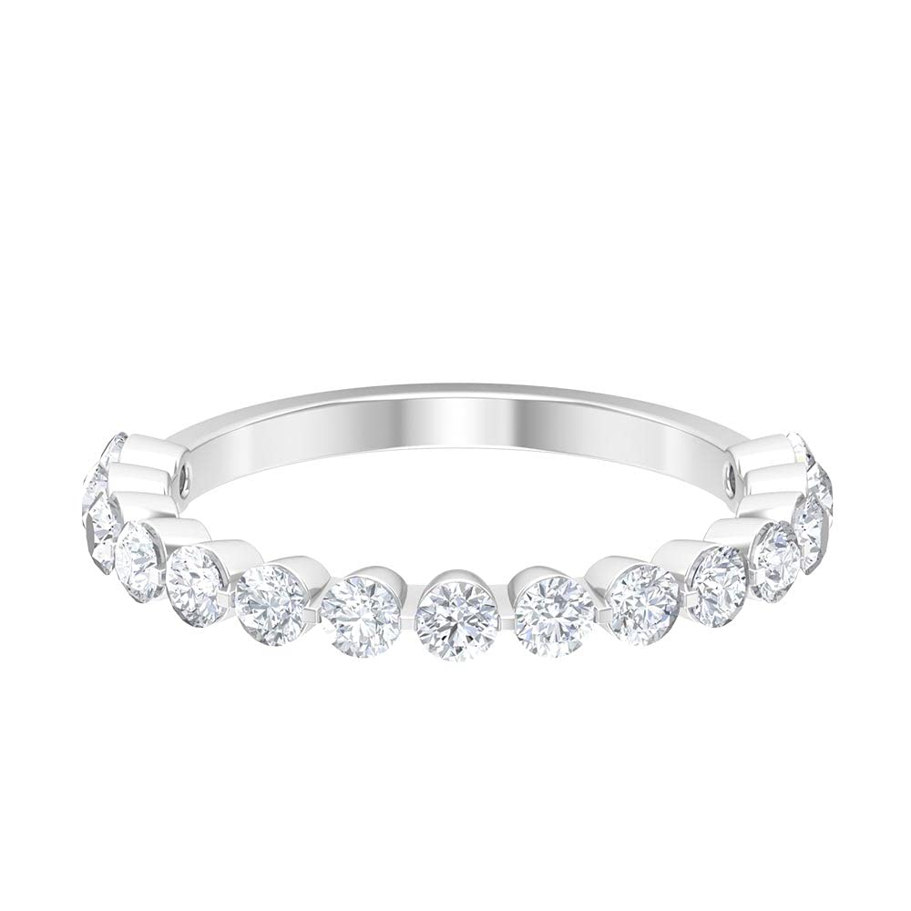 Certified Round Moissanite Half Eternity Anniversary Ring | 1.25 Carat Total Weight | D-VS1 Quality | 14K Solid Gold Wedding Band | Perfect for Engagement, Anniversary & Valentine's Day Gift