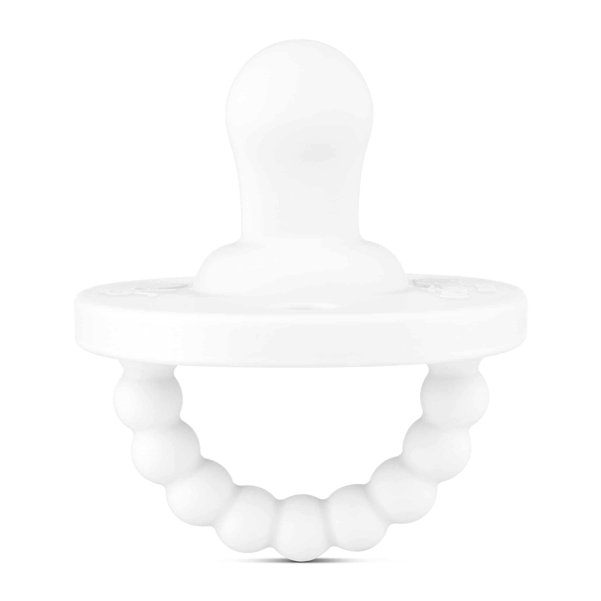 Ryan & Rose Cutie PAT Pacifier Teether - Flat White Baby Soother for Newborns & Infants | BPA-Free, Orthodontic Nipple for Comfort & Safety | Perfect for Daycare, Travel & Sleep Aid