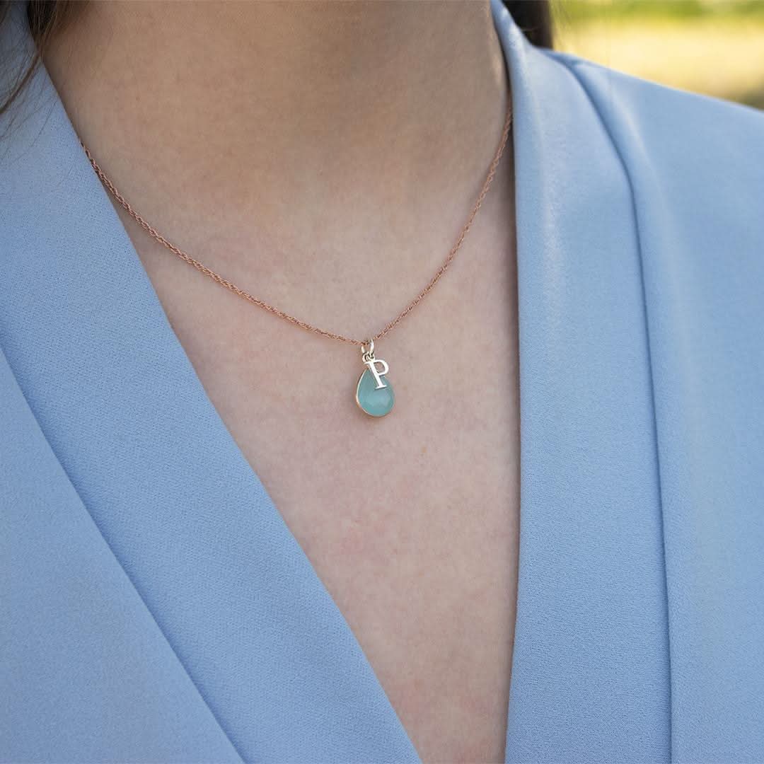 Aqua Chalcedony Necklace in Gold - March Birthstone Jewelry for Women - Perfect Gift for Birthday, Anniversary & Special Occasions