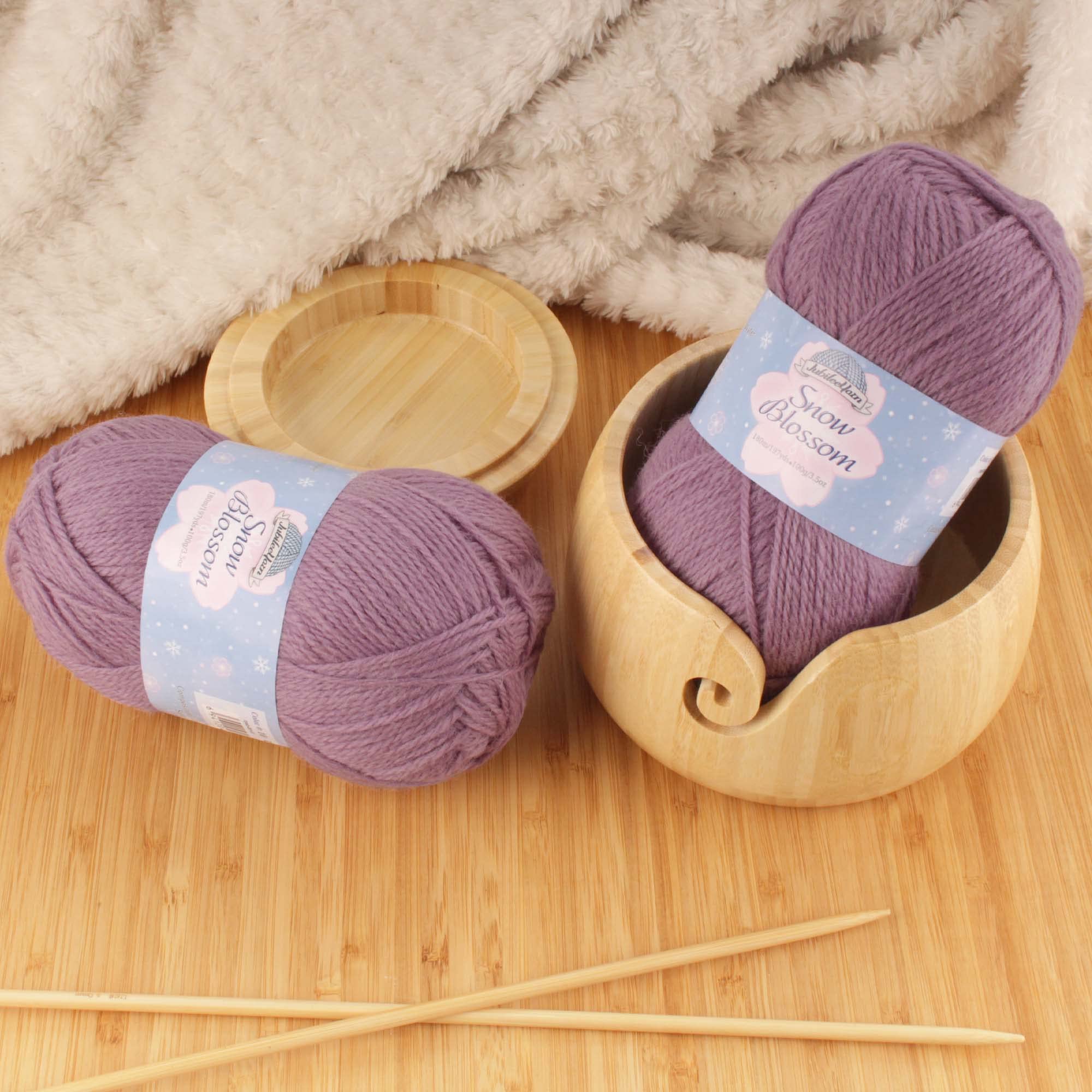 JubileeYarn Snow Blossom DK Weight Wool Yarn - Soft Lavender Yarn for Knitting & Crocheting - 2 Skeins (100g Each) - Perfect for Scarves, Hats & Winter Accessories