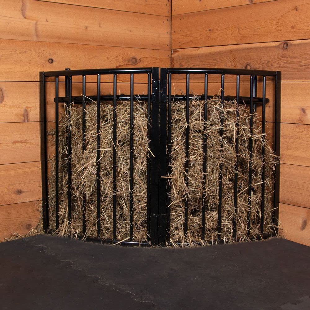 **Slow Feed Corner Floor Hay Rack for Horses – Large Capacity Slow Feeder for Healthy Digestion | Durable & Easy to Assemble | 5-Year Warranty | Ideal for Stables, Barns & Pastures**