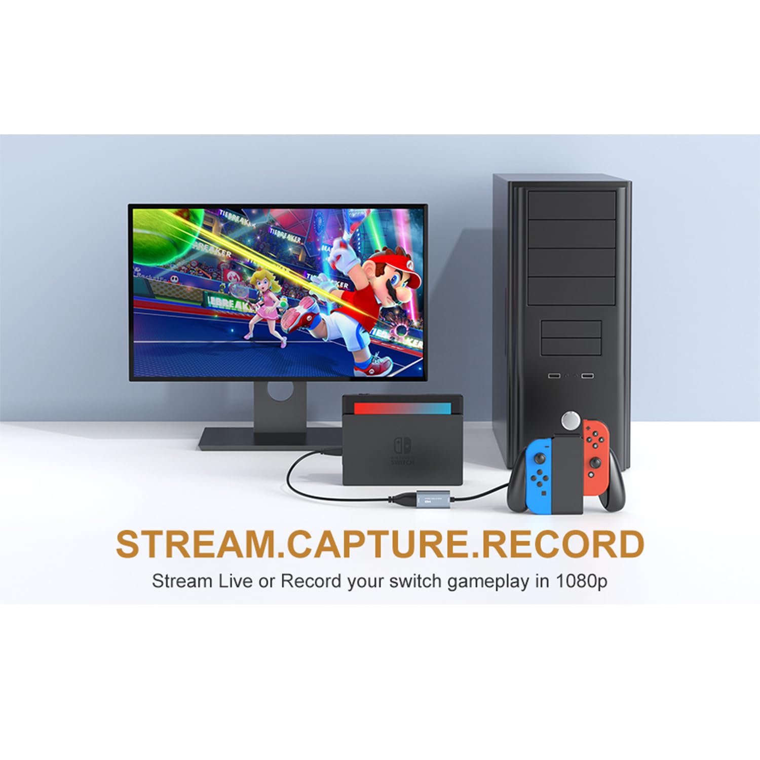 HDMI to USB 3.0 Capture Card with 1.8m Cable - 1080P 60fps USB Audio Video Grabber for Live Streaming, Gaming, Video Conference & Teaching | Perfect for Twitch, YouTube, Zoom & Online Classes