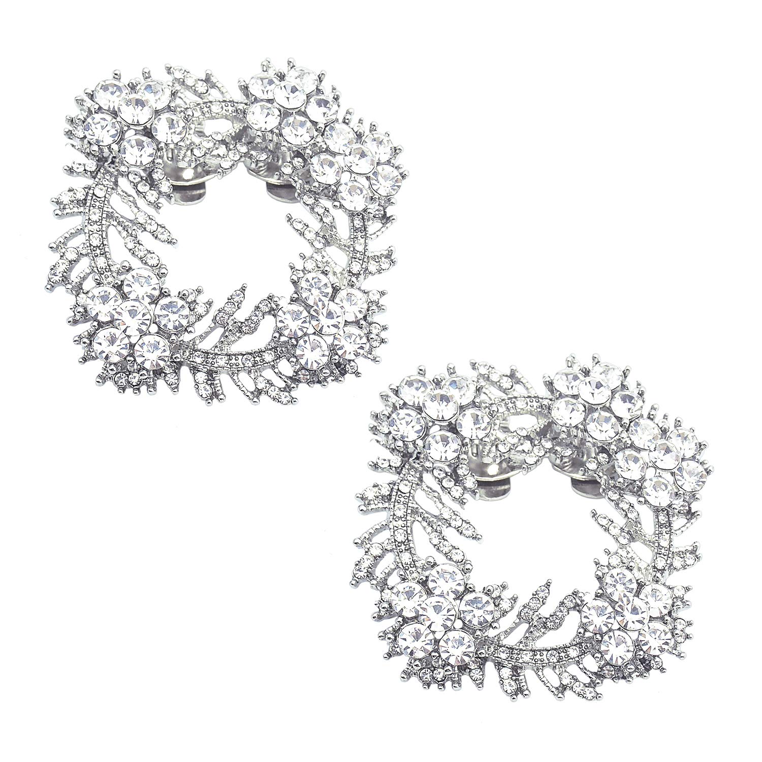 Elegantpark Pearl Shoe Clips - Rhinestone Flower Decor for Wedding & Party Pumps