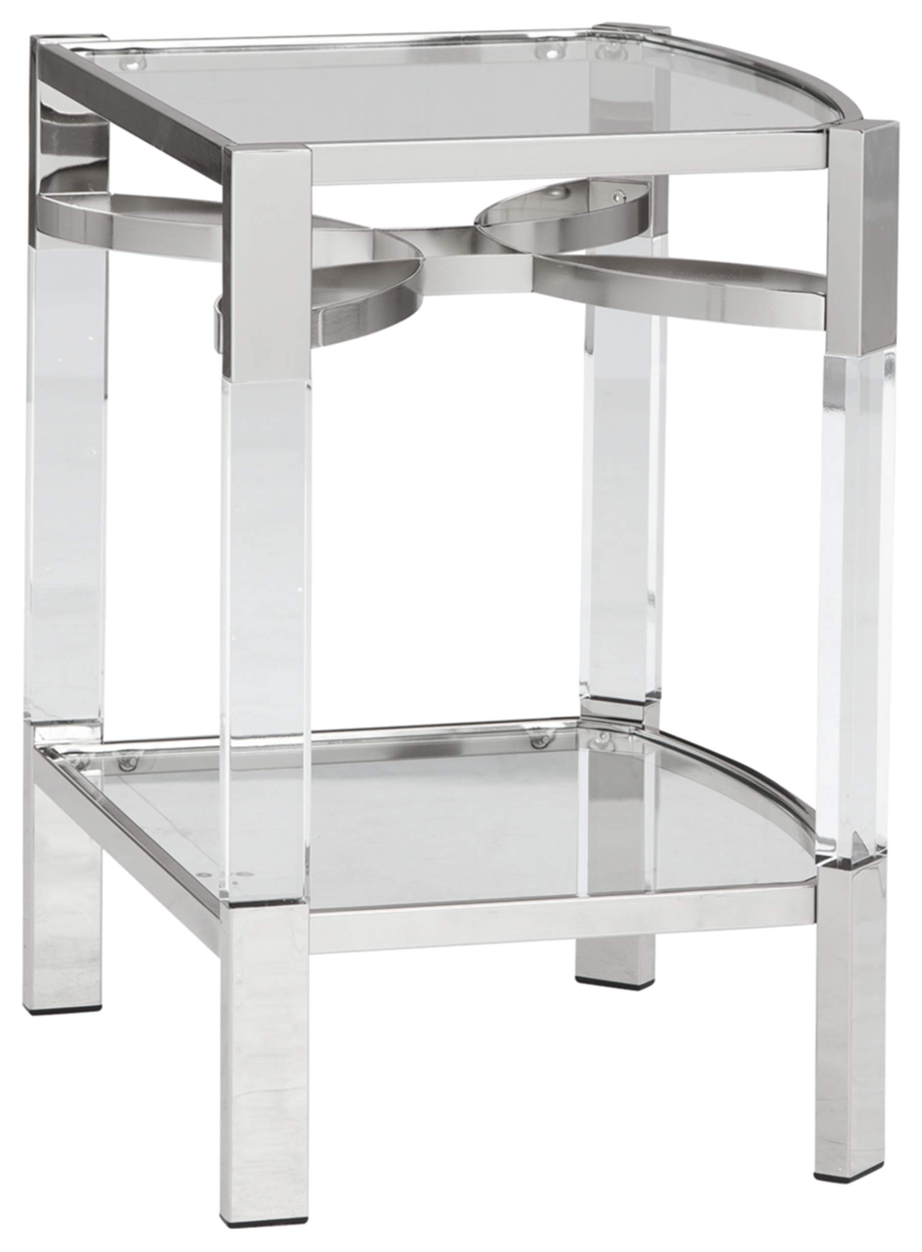Signature Design by Ashley Chaseton Modern Glam Accent End Table - Silver Finish Nightstand for Bedroom, Living Room & Office - Stylish Side Table with Metal Frame & Glass Top