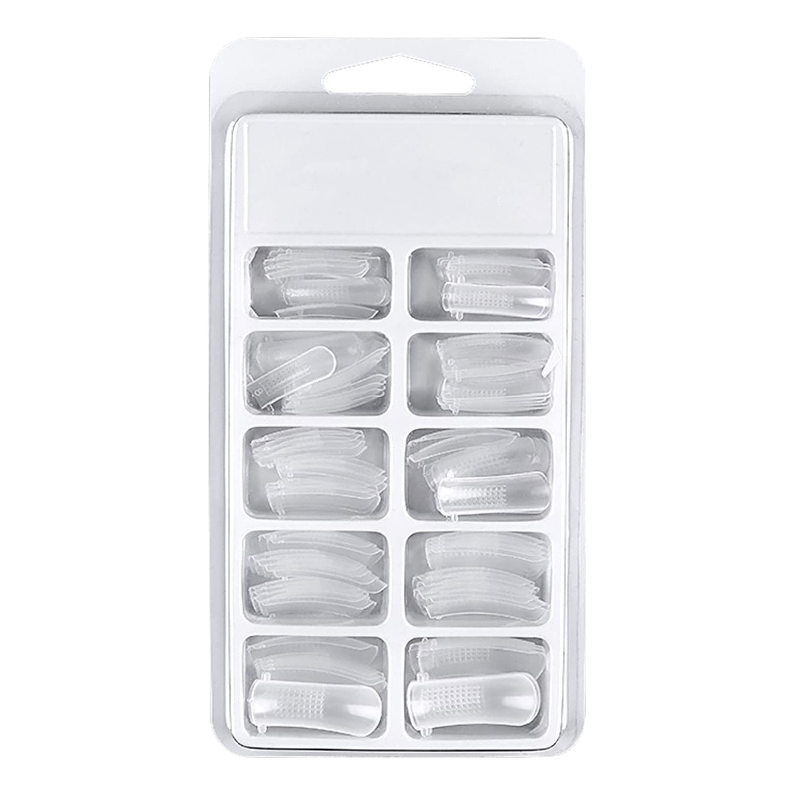 BosDarm 100-Piece Clear Acrylic Full Coverage Press-On Nails with Reusable Storage Box - Crystal Nail Extension Sheets for Quick & Easy DIY Manicures at Home, Salon, or Travel