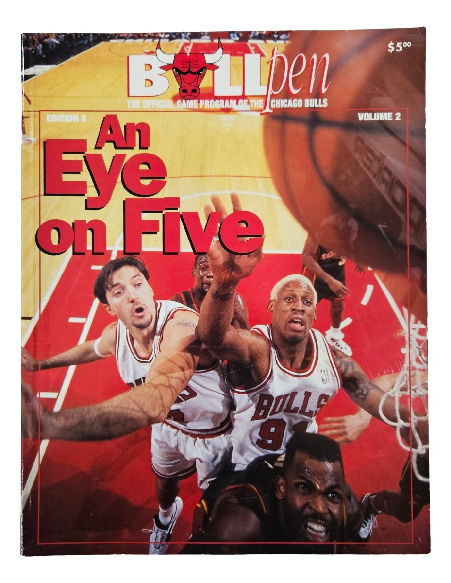 Chicago Bulls 1996 Bullpen Magazine Edition 8 Volume 2 - NBA Collectible, Michael Jordan Era Memorabilia - Perfect for Sports Fans & Basketball Collectors