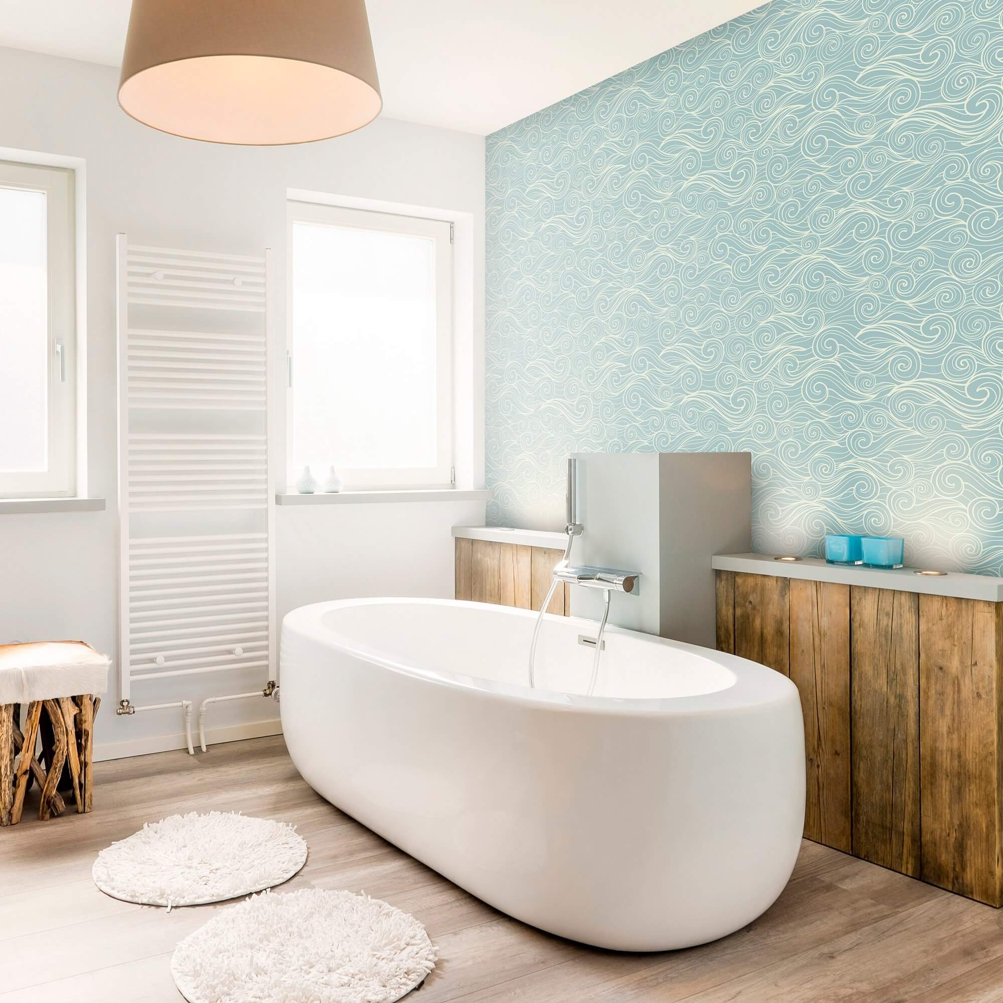 Blue Nautical Peel and Stick Removable Wallpaper 4019 - Self-Adhesive Decorative Wall Covering for Bedroom, Bathroom & Nursery - Easy DIY Home Decor