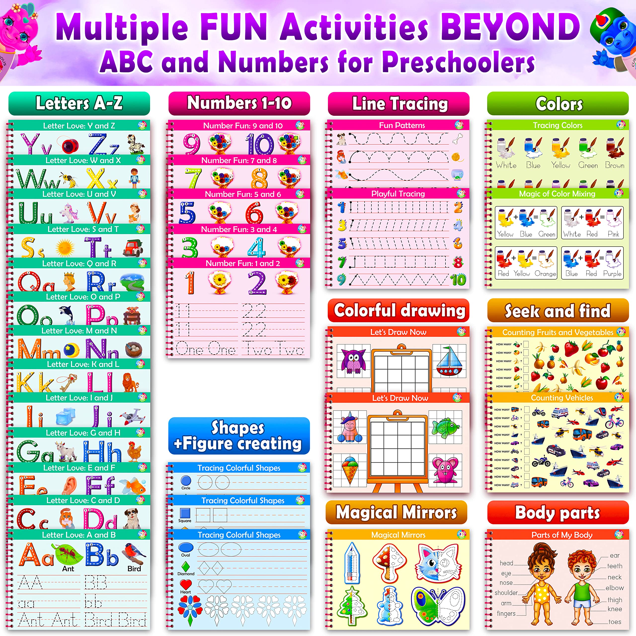 Curious 2 Learn Preschool Learning Activities - Alphabet Tracing Books for Kids Ages 3-5 - Toddler Handwriting Practice Workbook - Letter & Number Tracing for Preschool & Kindergarten (3-4 & 4-5 Years) - Educational Learning Toys for Home & Classroom Use