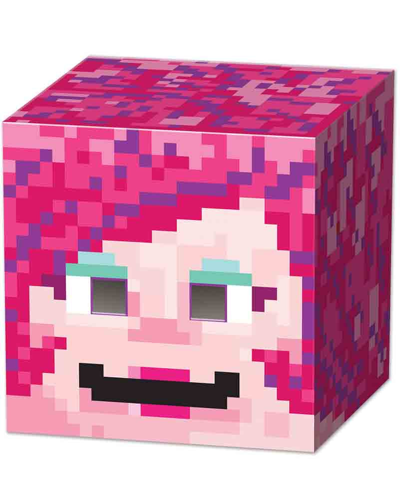 8 Bit Gamer Girl Box Head Mask - Retro Pixel Art Cosplay Costume Accessory for Halloween, Comic Con & Gaming Events