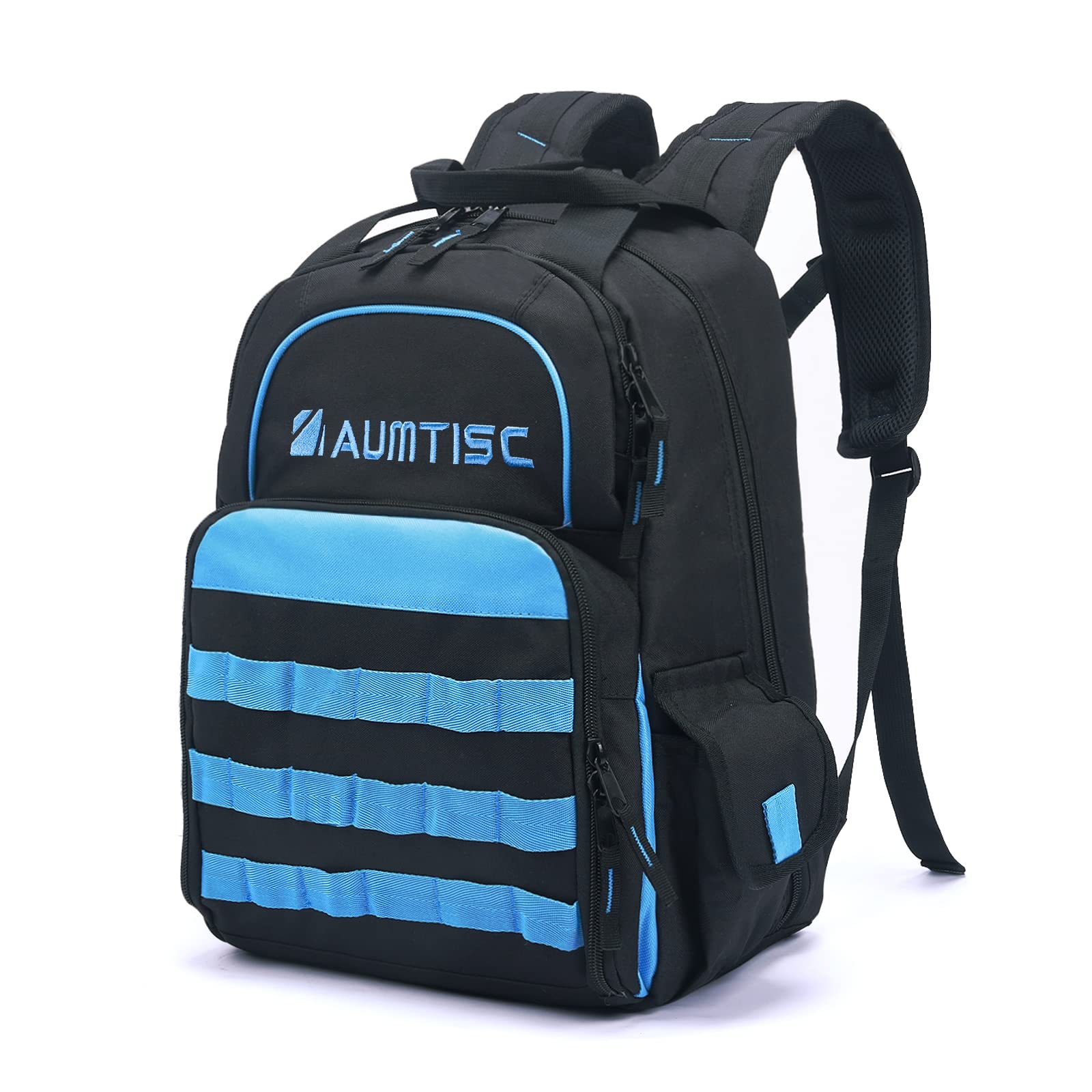 AUMTISC Heavy-Duty Tool Backpack for Men - Waterproof Construction Work Bag with Multiple Pockets for Electricians, HVAC Techs & Repairmen - Durable Jobsite Organizer (Blue) - Perfect for Construction Sites, Industrial Work & Equipment Storage