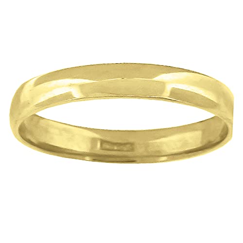 14K Gold Wedding Band Ring for Women & Men - Polished Dome Unisex Ring 3mm Wide - Anniversary, Engagement, Promise Ring Gift - Size 5-13 - Perfect for Proposals, Vows Renewal & Special Occasions