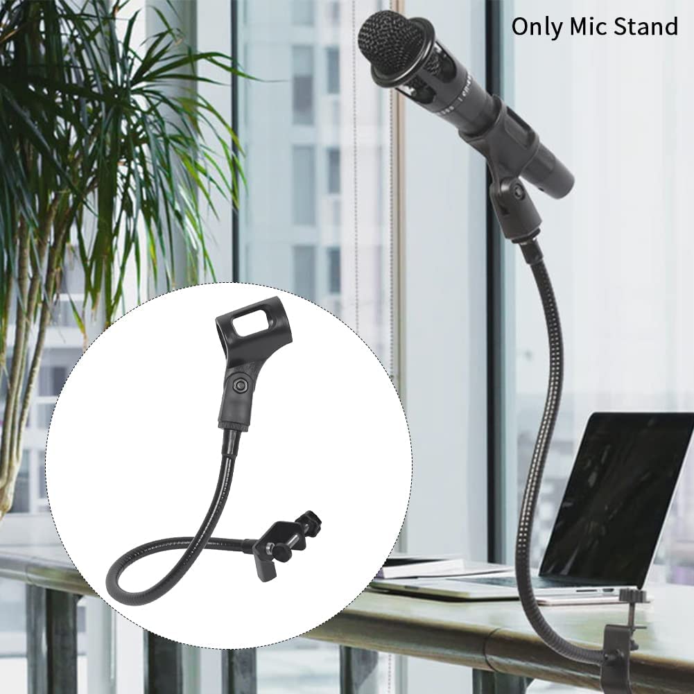 360 Degree Flexible Gooseneck Microphone Stand - Adjustable Desk Mic Boom Arm with Clip, 33cm Gooseneck Mic Holder for Podcasting, Online Meetings, Lectures & Voice Recording - Perfect for Home Studio, Office & Streaming Setup