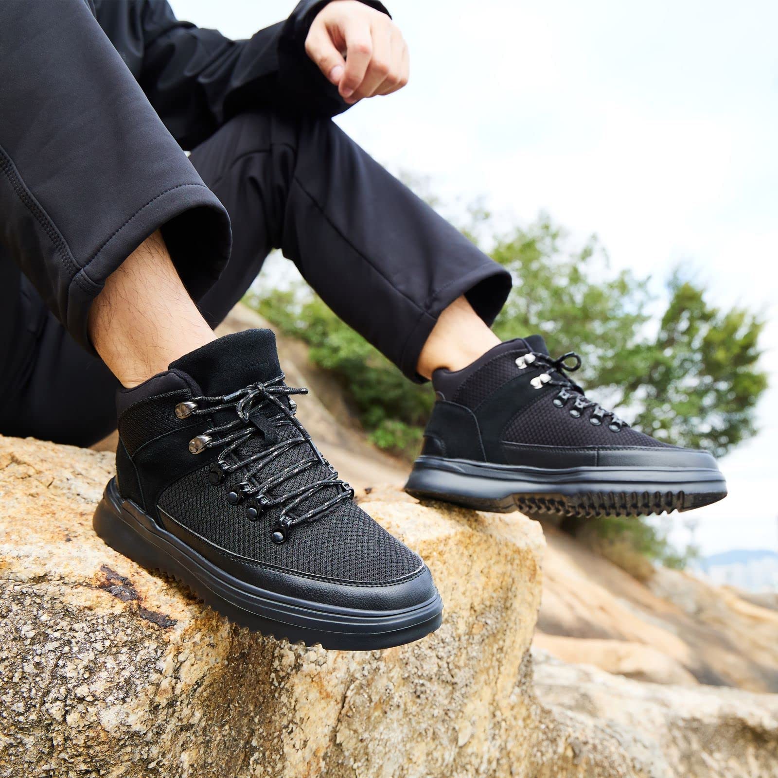OrthoComfoot Men's Orthopedic Hiking Boots - Waterproof Walking Shoes for Plantar Fasciitis Relief, Lightweight Ankle Support Sneakers for Outdoor Activities & Foot Pain | Perfect for Hiking, Travel & Daily Comfort